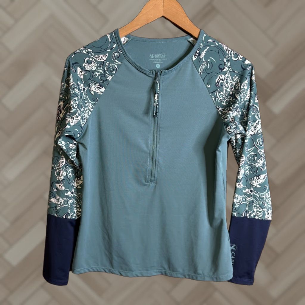 Vintage VINTAGE Carve Designs Women's Swim Rashguard Top XL Green UPF 50 Rashguard Top Women XL Green UPF 50 Rashguard? Size XL / US 12-14 / IT 48-50 - 1 Thumbnail