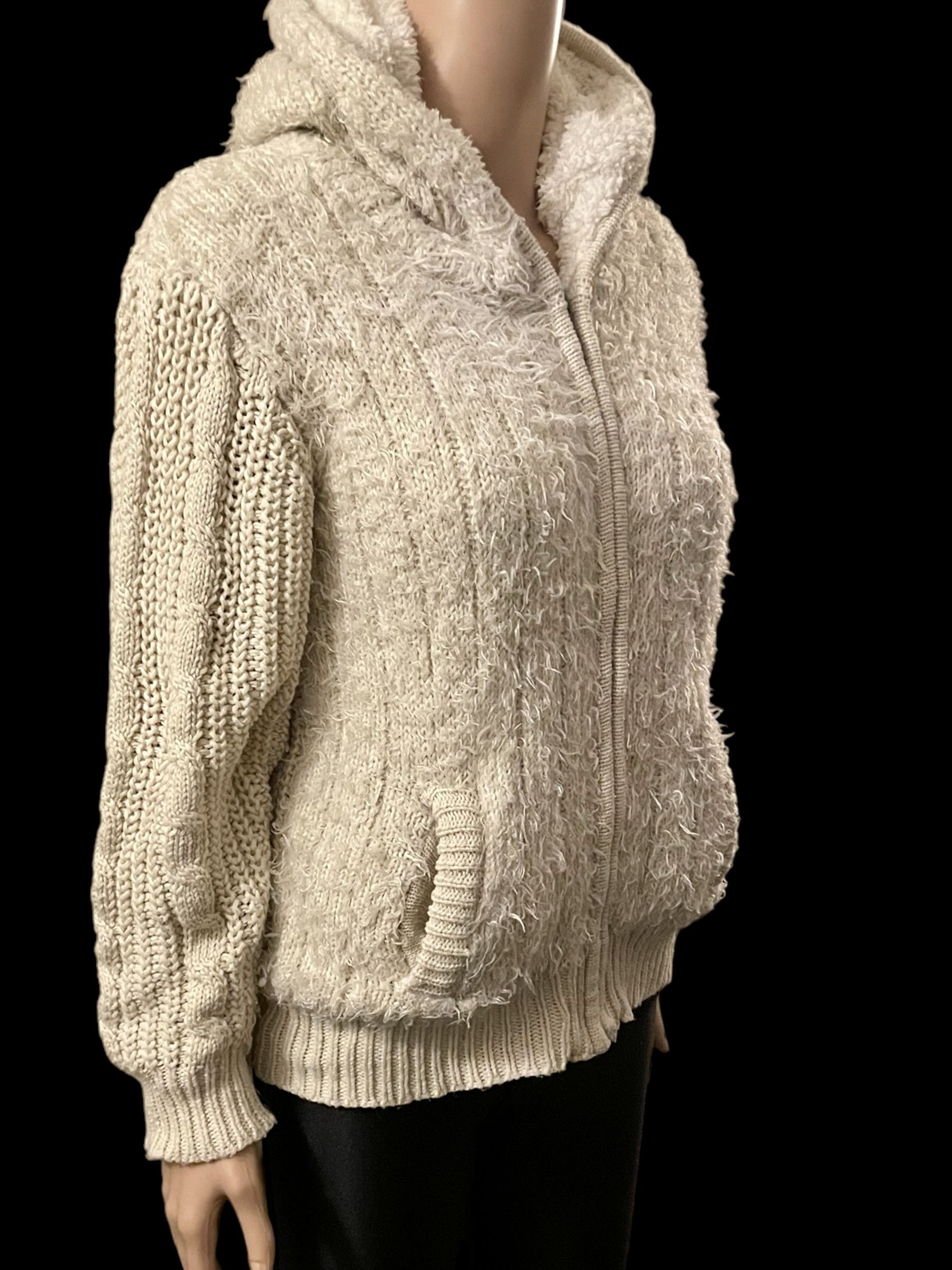 Vintage Vintage Shearling Jacket Y2K Hoodie White Size L Size L / US 10 / IT 46 - 4 Thumbnail