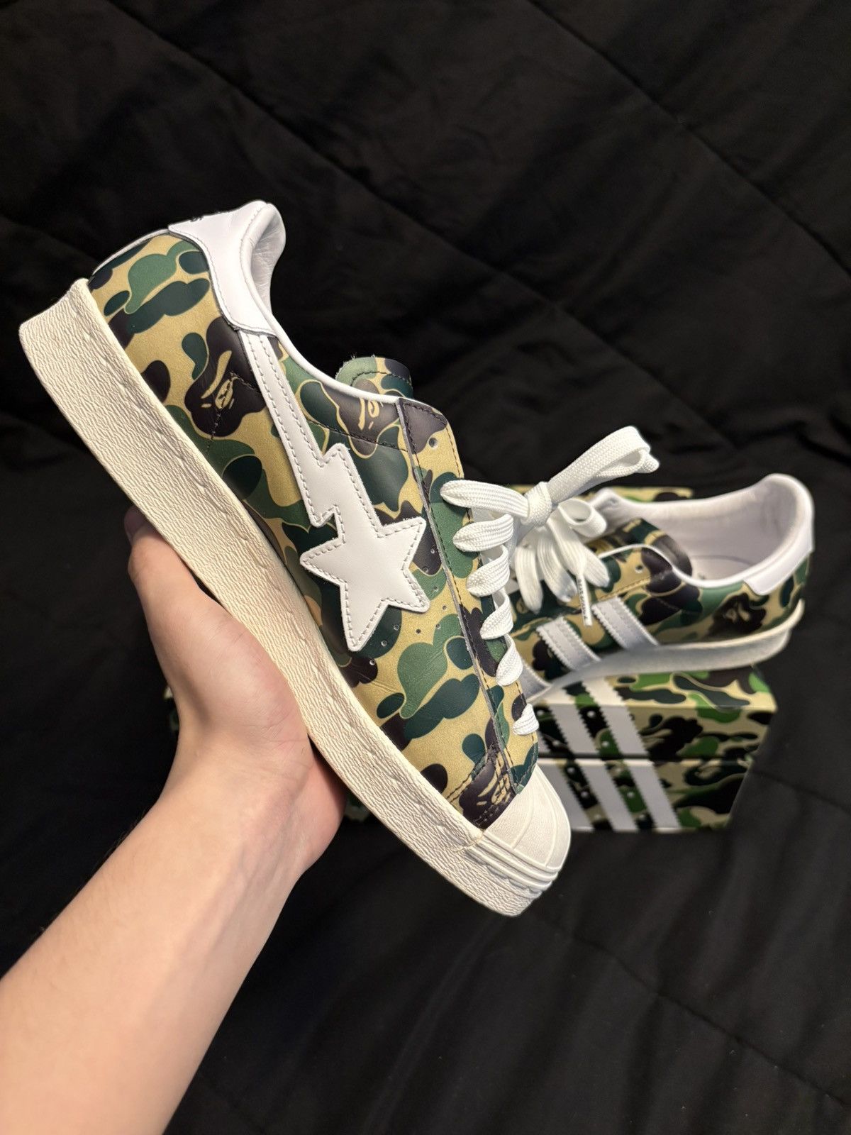 Adidas Adidas X Bape Superstar80s Camo Size US 7 / EU 40 - 5 Thumbnail