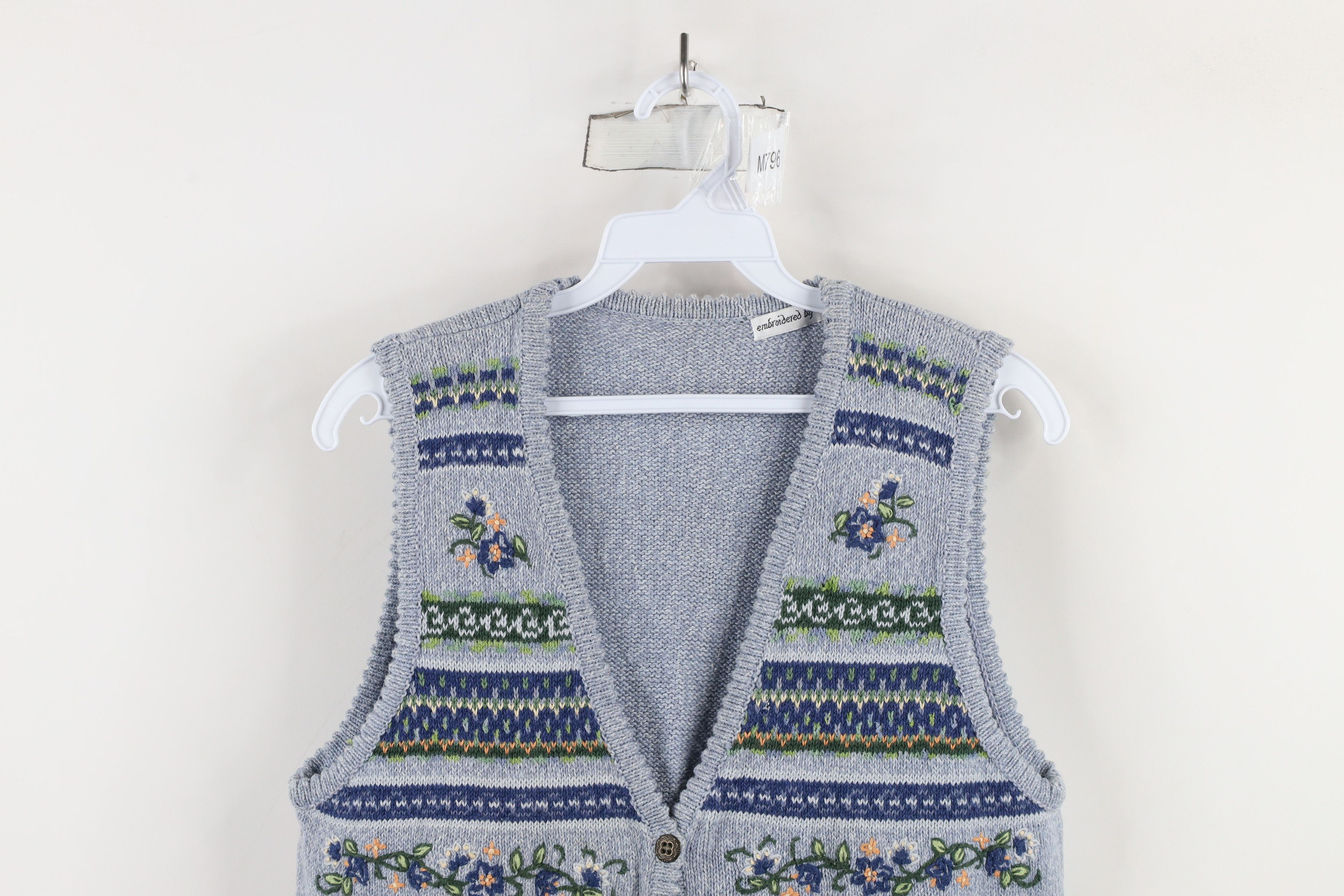 Vintage Vintage 90s Streetwear Embroidered Flower Sweater Vest Size S / US 4 / IT 40 - 2 Thumbnail