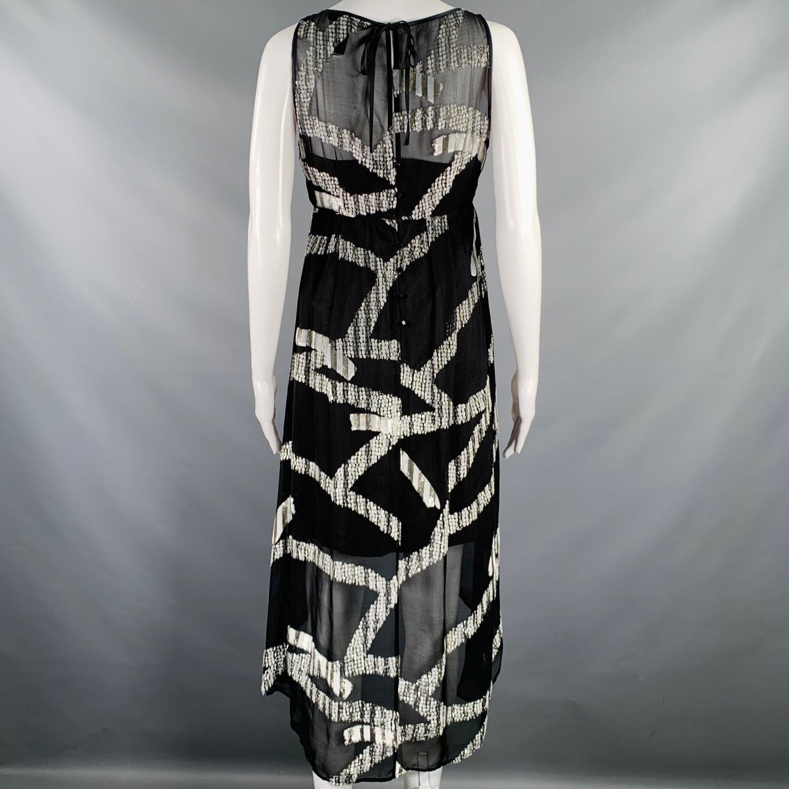 Marc Jacobs Size 2 Black Silver Silk Blend Jacquard Sleeveless Dress Size XS / US 0-2 / IT 36-38 - 4 Thumbnail
