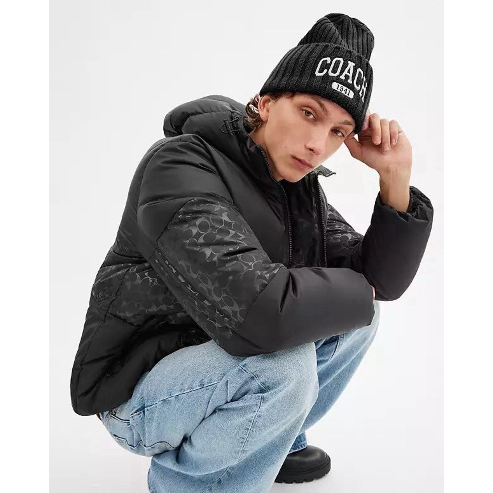 Coach NWT Coach 1941 Embroidered Knit Beanie Wool CU806 Black Size ONE SIZE - 7 Thumbnail