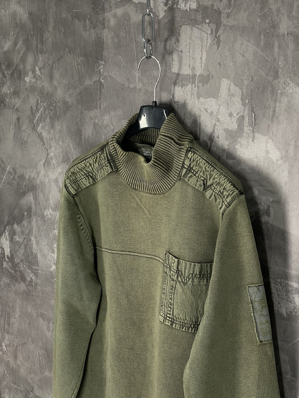 20471120 × Diesel × If Six Was Nine Military Dolce Gabbana Style Knit Rib Sweater Thrashed Y2K Size US M / EU 48-50 / 2 - 7 Thumbnail
