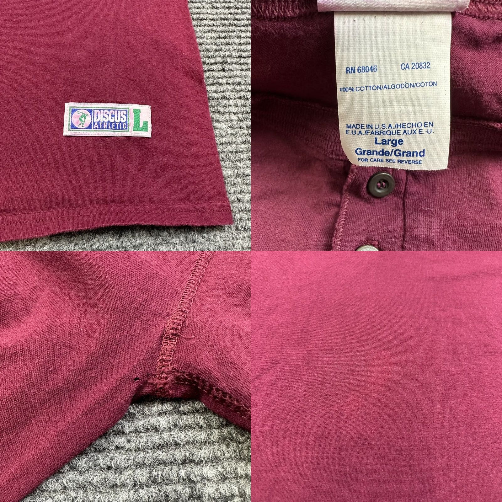Vintage VINTAGE 90s Discus Athletic T-Shirt Henley Neck Short Sleeve 100% Cotton Purple Mens L Grunge Logo Sports Theme Size US L / EU 52-54 / 3 - 8 Thumbnail