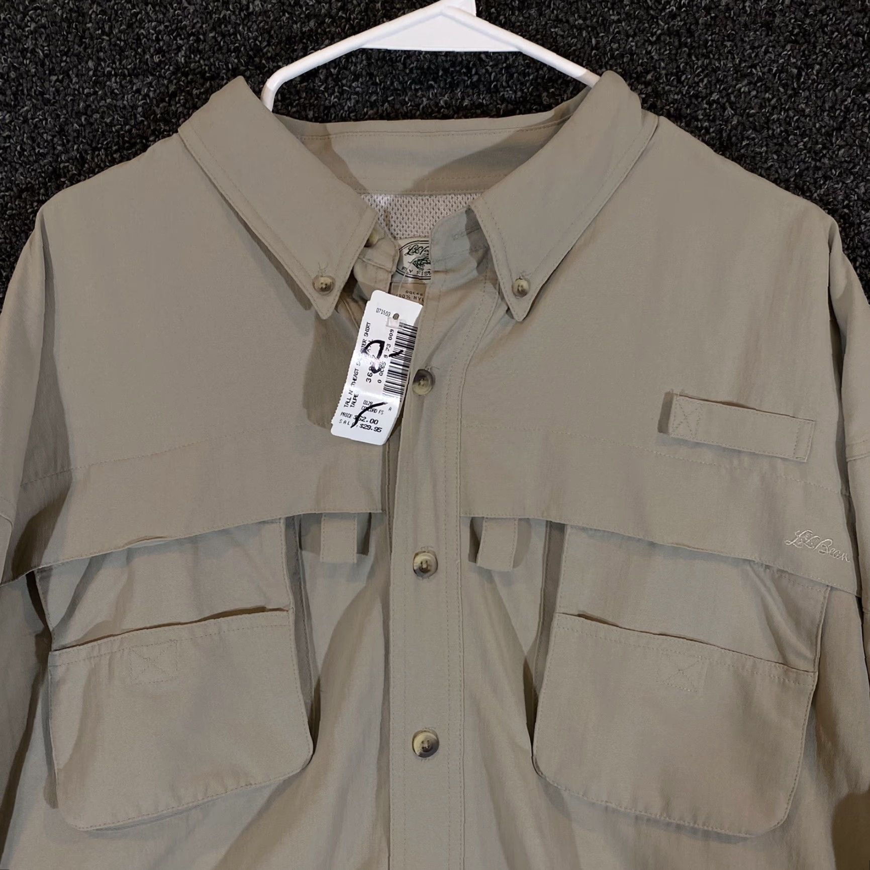 LL Bean Shirt Mens 2XLT Tall Brown Fly Fishing Button Down Long Sleeve NEW