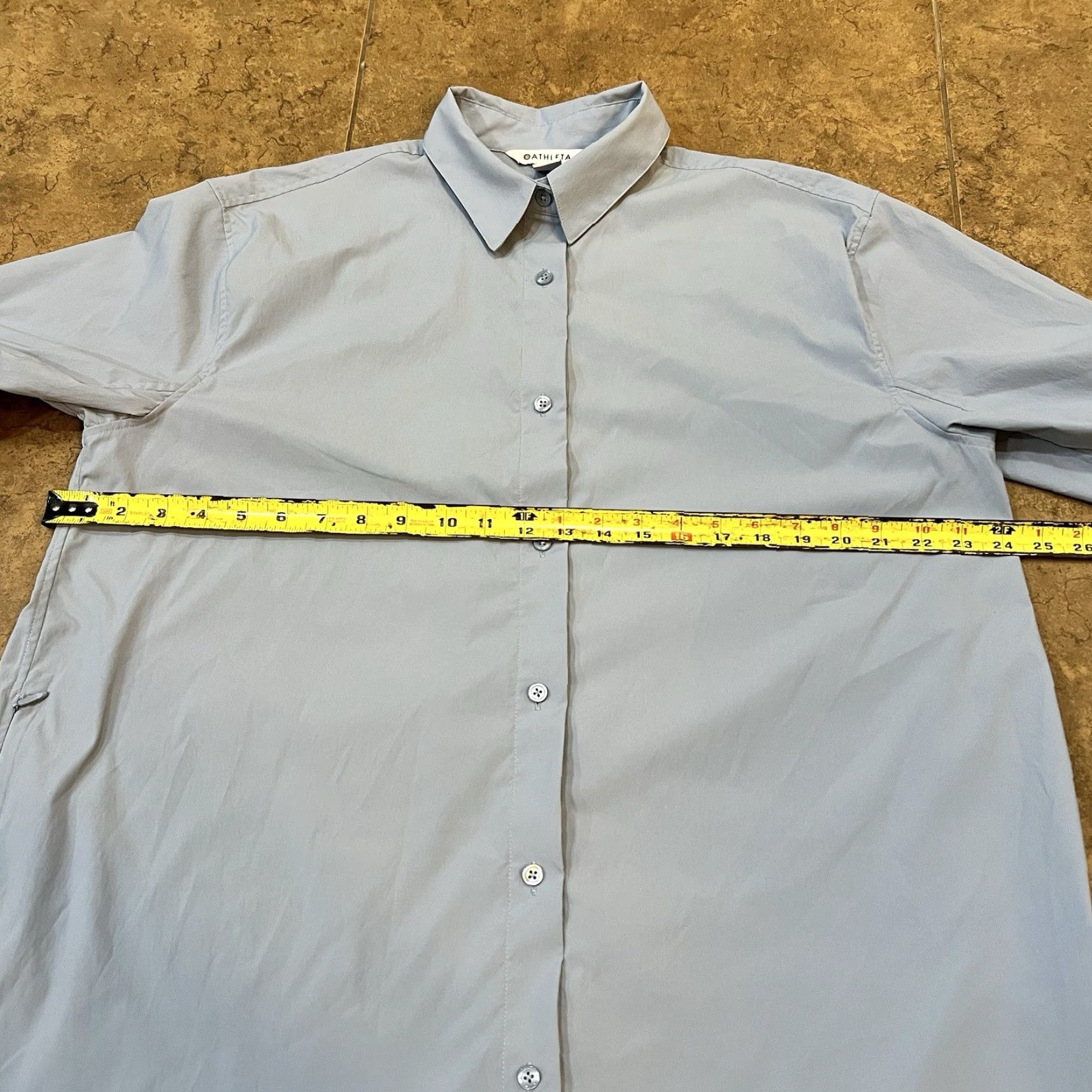 Athleta Athleta Button Up Top Women Size M Performance Poplin Shirt Oversized Blue Dress Shirt Casual Workwear Size M / US 6-8 / IT 42-44 - 7 Thumbnail