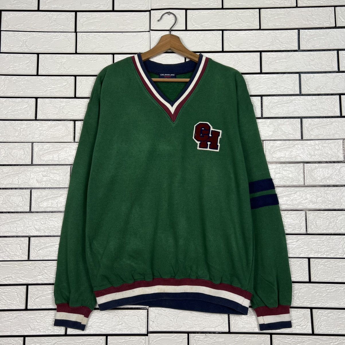 Vintage 90s CHLADLAKE GH Logo Old Retro V Neck Sweatshirt #4021-C183 Size US L / EU 52-54 / 3 - 1 Thumbnail