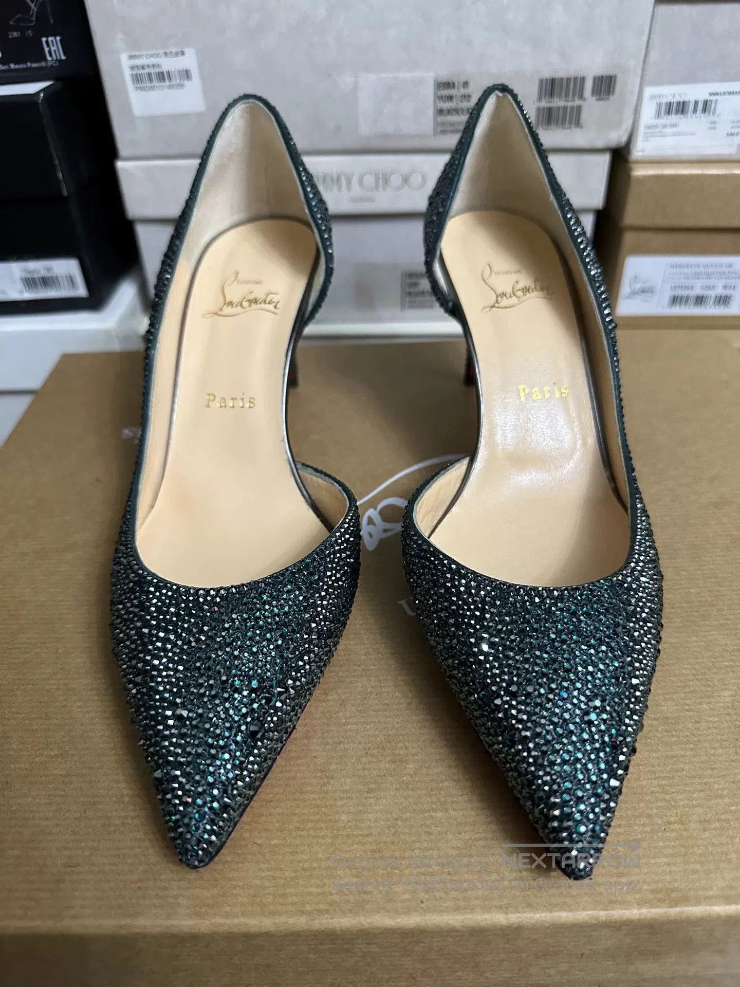 Christian Louboutin Christian Louboutin Green Crystal Red Sole Wedding Shoes. Size US 8 / IT 38 - 4 Thumbnail