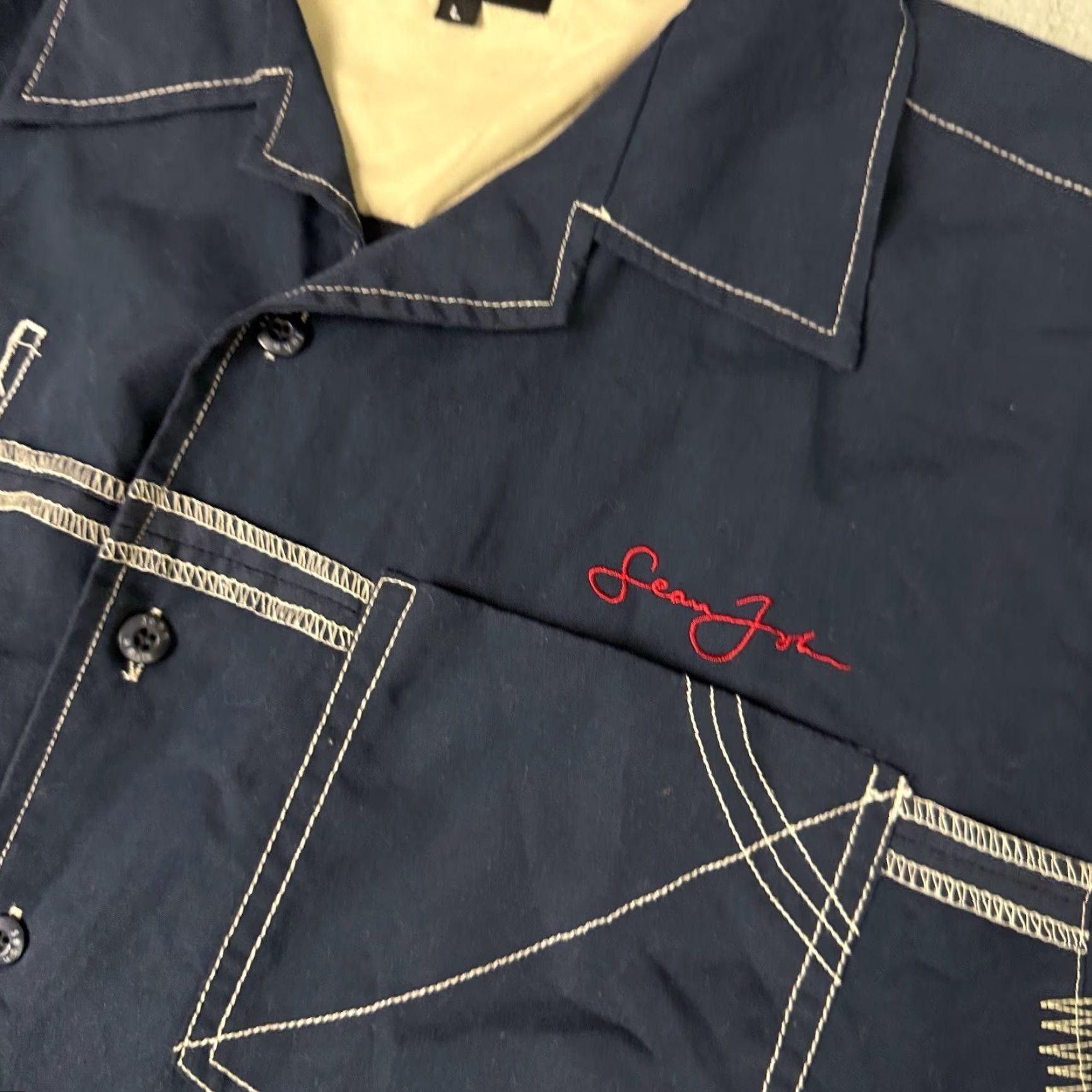Sean John VINTAGE Sean John Shirt Mens Button-Up Short Sleeve Blue Embroidered L 3153 Casual Size US L / EU 52-54 / 3 - 3 Thumbnail