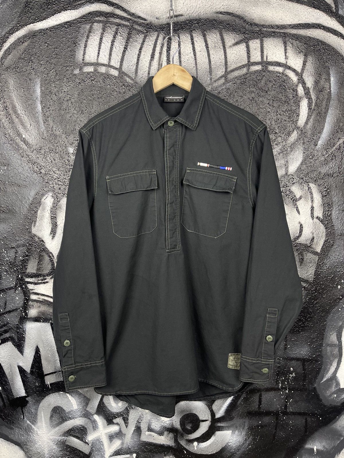The Hundreds The Hundreds Y2K Black Cotton 1/2 Button Shirt Men’s Size L Size US M / EU 48-50 / 2 - 4 Thumbnail