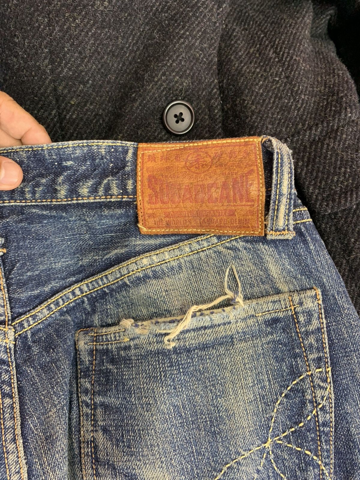 Sugar Cane VINTAGE SUGARCANE DISTRESSED SELVEDGE JEANS MEN Size US 30 / EU 46 - 18 Thumbnail