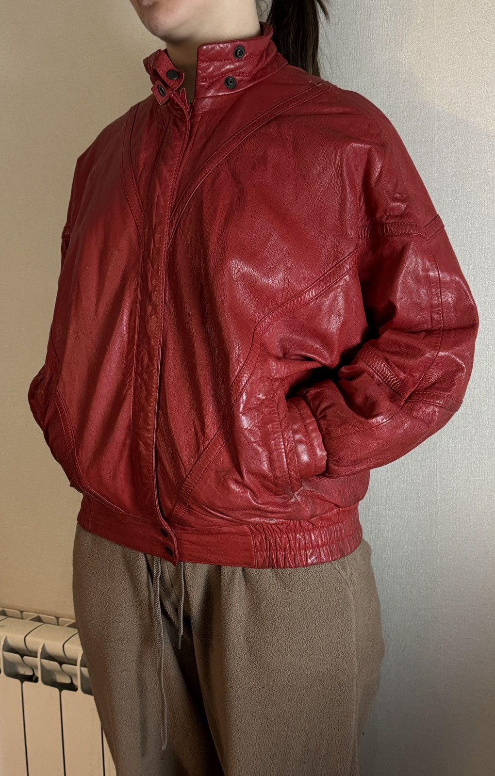 Genuine Leather 90s Vintage Oversized Leather Bomber Jacket balenciaga gucci Size S / US 4 / IT 40 - 2 Thumbnail