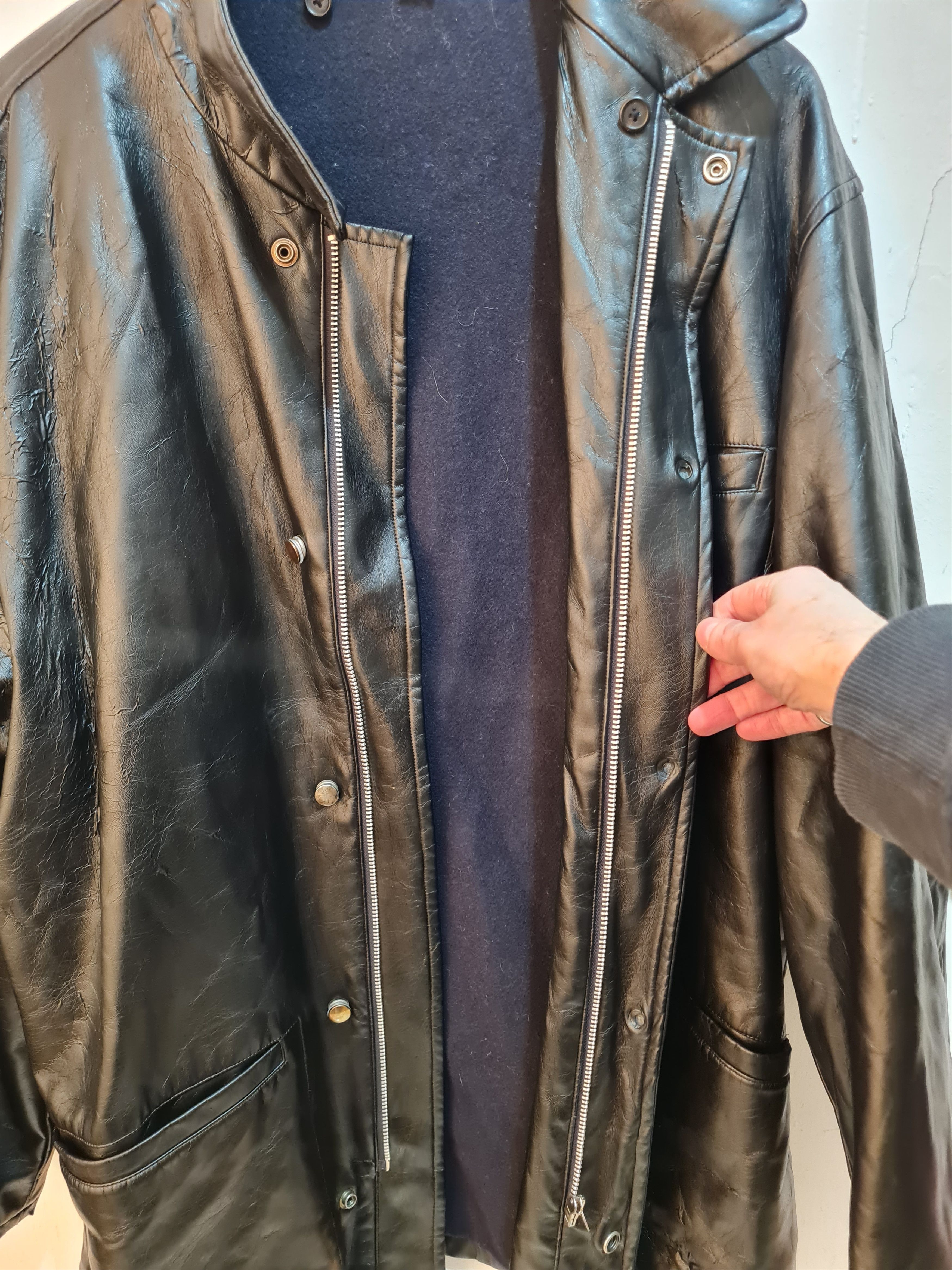邦楽 093 H2SO4 Imitation Leather Jacket Vintage 2008 Lithium Homme Made in Japan Single Rider's Cow