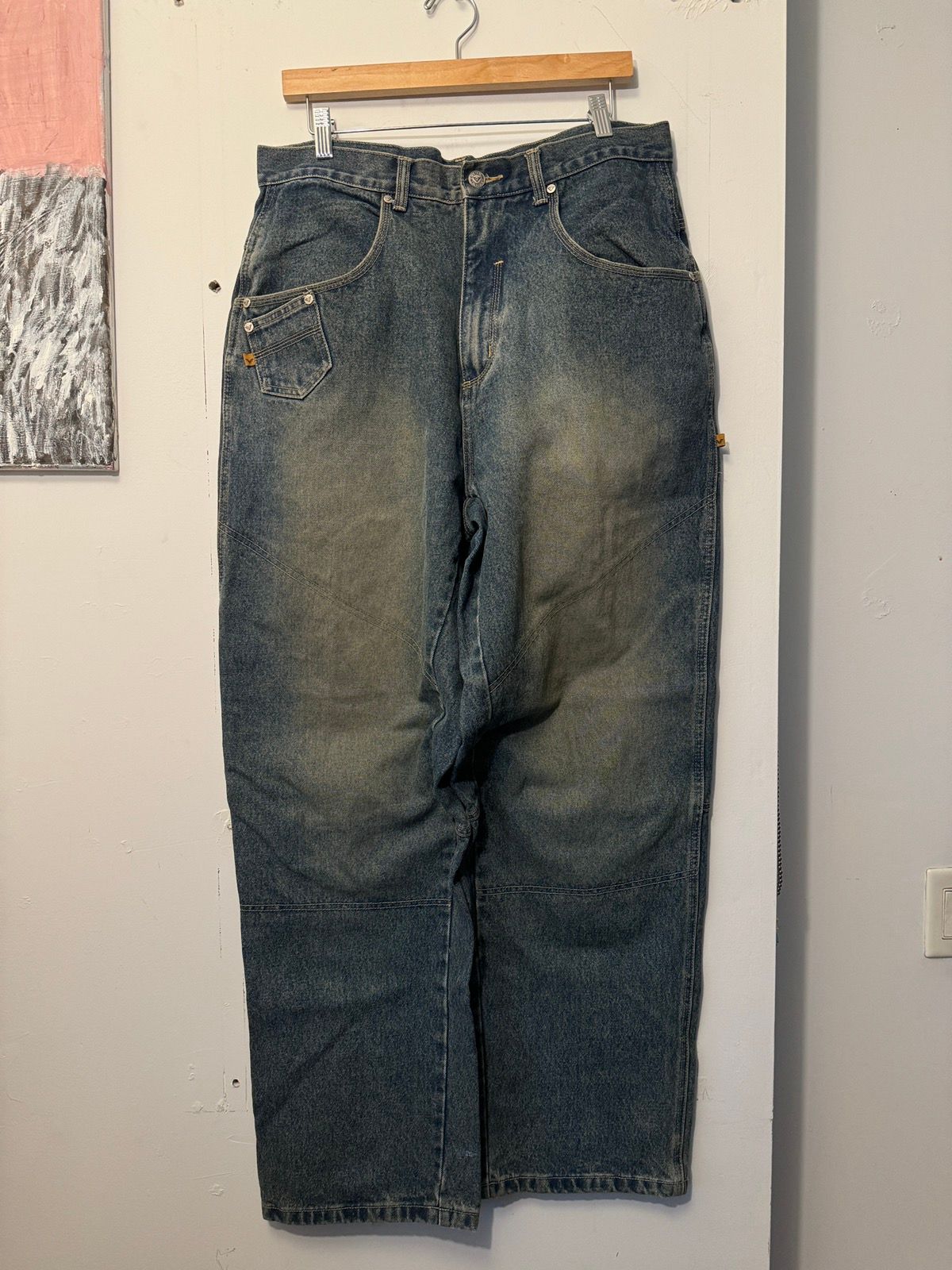 Pre-owned Jnco X Southpole Vintage Y2k Crazy Baggy Faded Vibes Denim Skater Jeans 34 In Blue