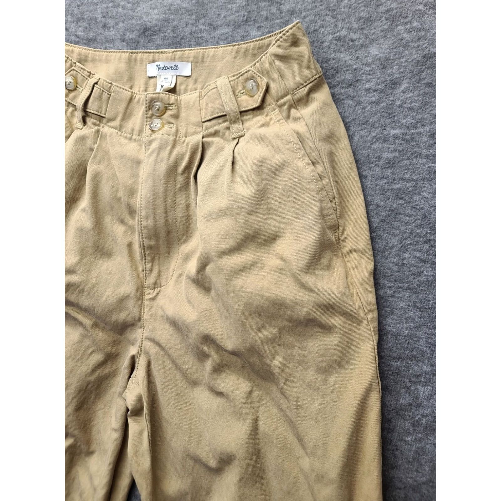 Madewell Madewell Pants Womens 00 24x29 Harlow Regular Fit Wide Leg High Rise Linen Cotton Twill Beige Size 24" / US 00 / IT 34 - 6 Thumbnail