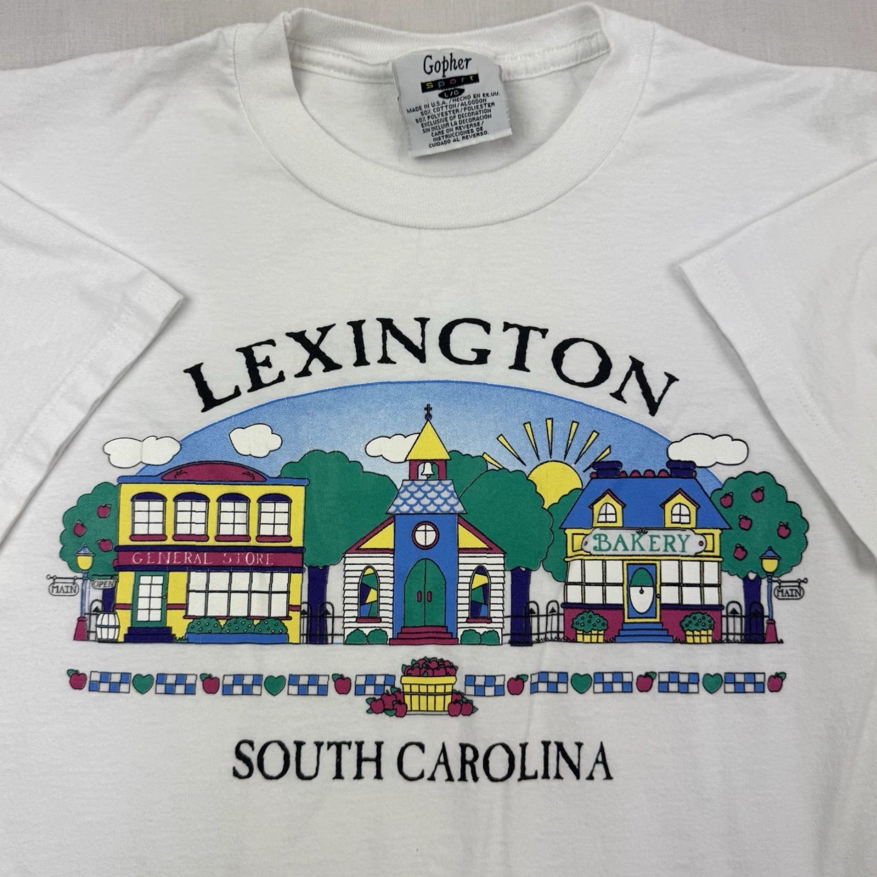 Vintage VINTAGE Gopher T Shirt Men's White Crew Neck Short Sleeve Cotton Polyester Cotton Blend Lexington Town City Travel Outdoor 90s Size US L / EU 52-54 / 3 - 2 Thumbnail