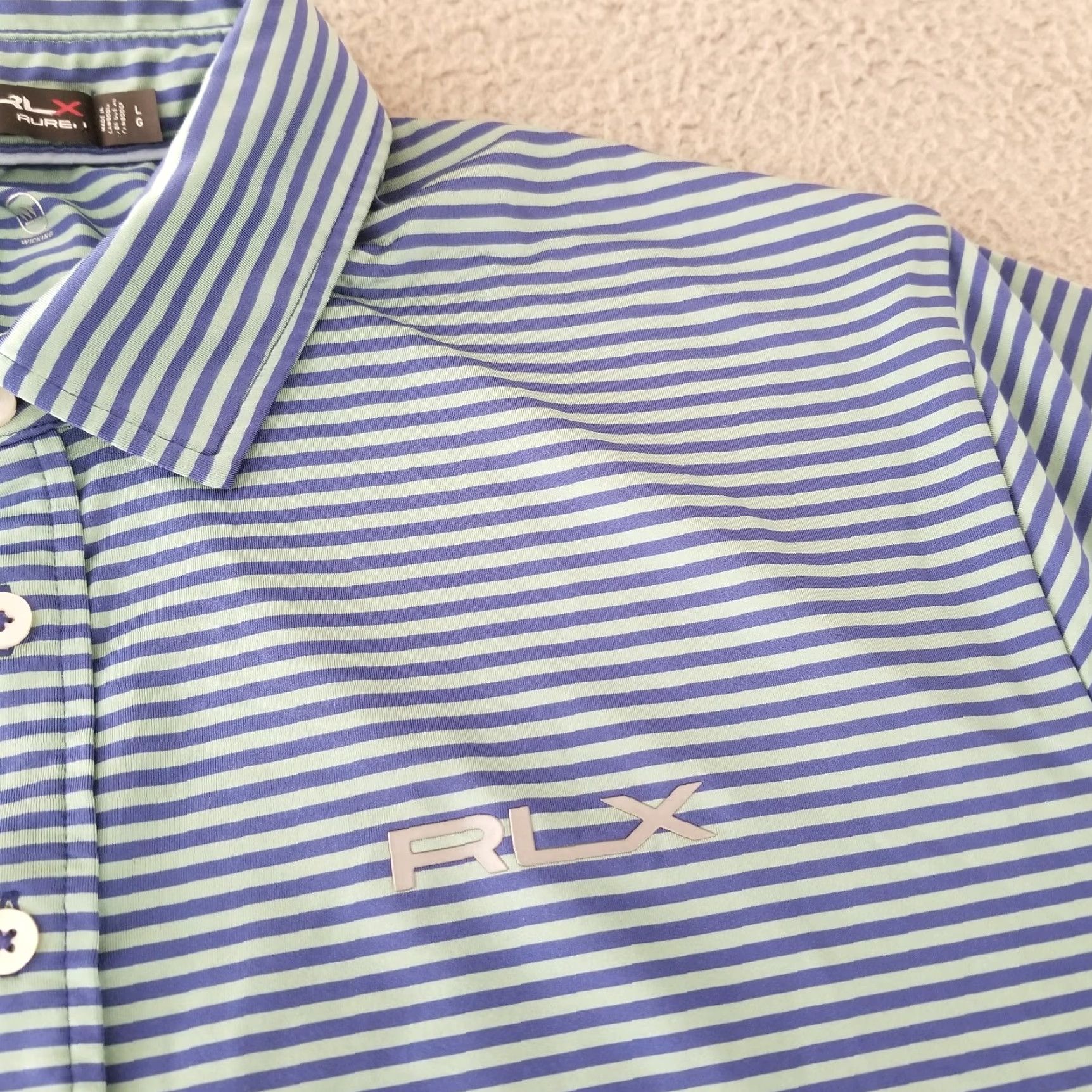 RLX Ralph Lauren RLX Ralph Lauren Polo Shirt Adult Large Blue Green Stretch Golf Performance Mens Size US L / EU 52-54 / 3 - 4 Thumbnail