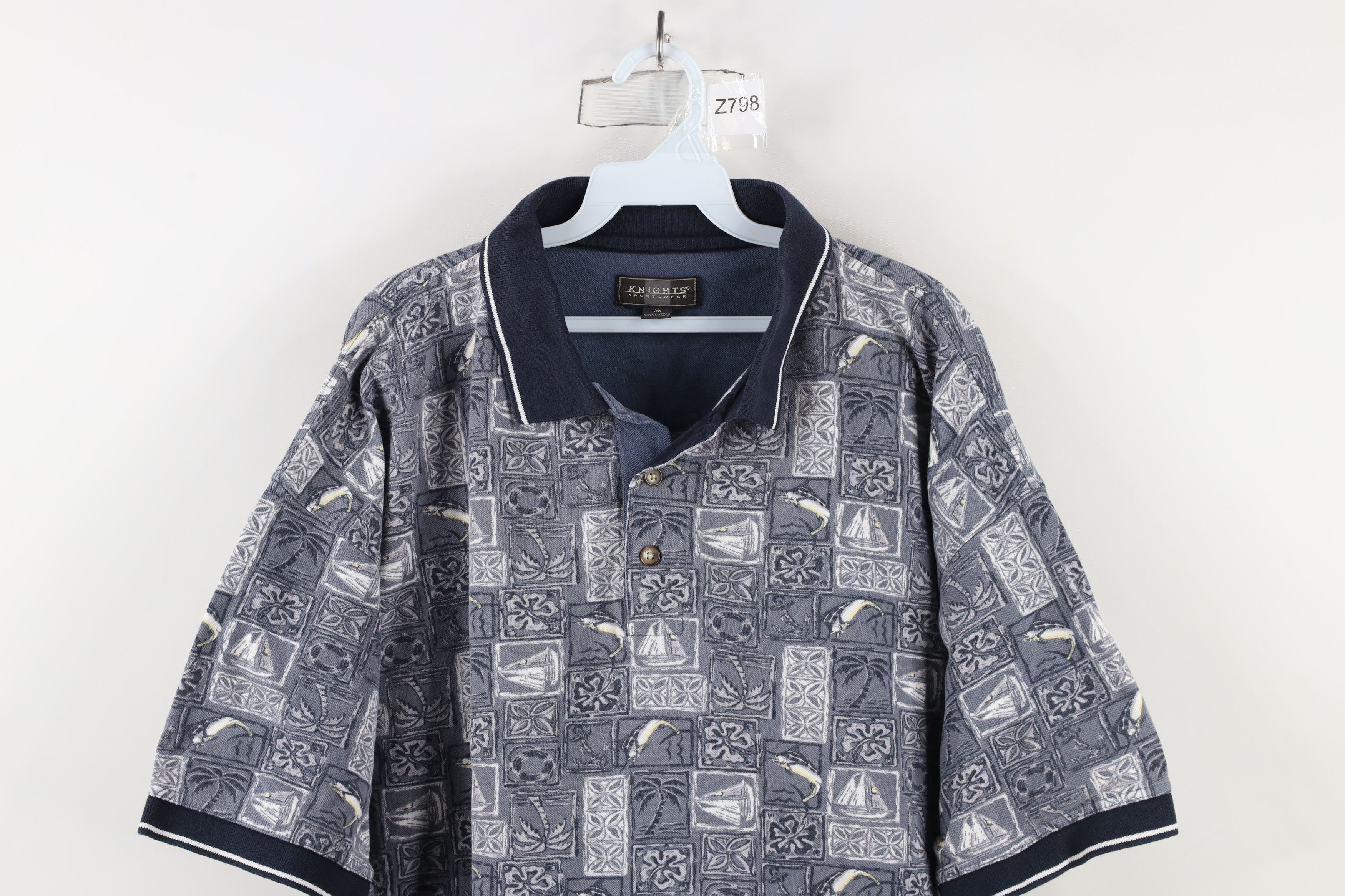 Vintage Vintage 90s Streetwear Flower Boat All Over Print Polo Shirt Size US XXL / EU 58 / 5 - 2 Thumbnail