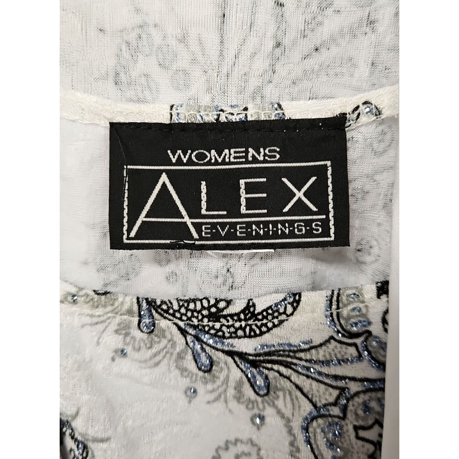 Alex Evenings Alex Evenings 2Pc Beaded Jacket Top Set Blazer Open Front Hip Length Black White Paisley L Womens Formal Set Size L / US 10 / IT 46 - 4 Thumbnail