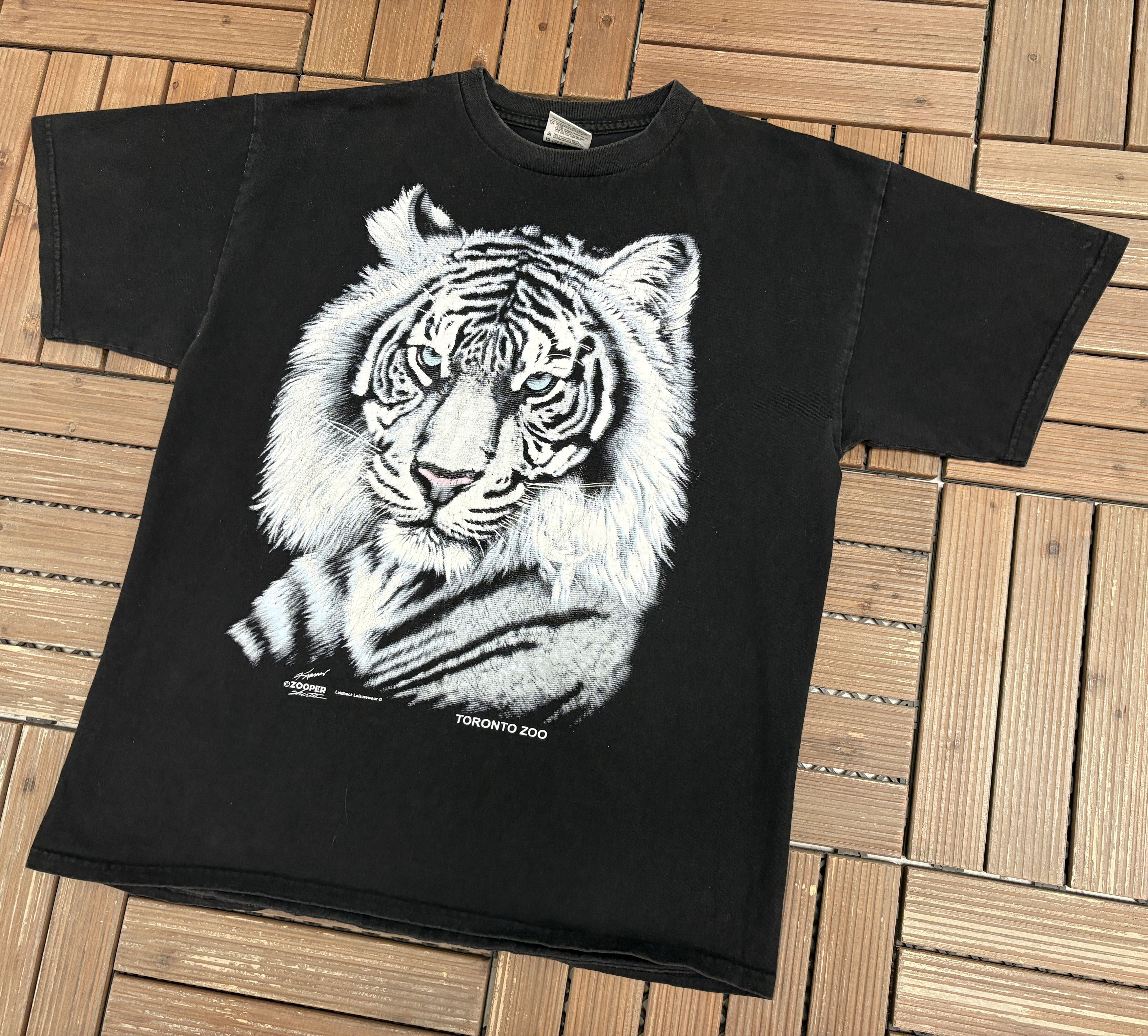 Vintage Toronto Zoo White Tiger Vintage Black T-Shirt Tee Size US XL / EU 56 / 4 - 3 Thumbnail