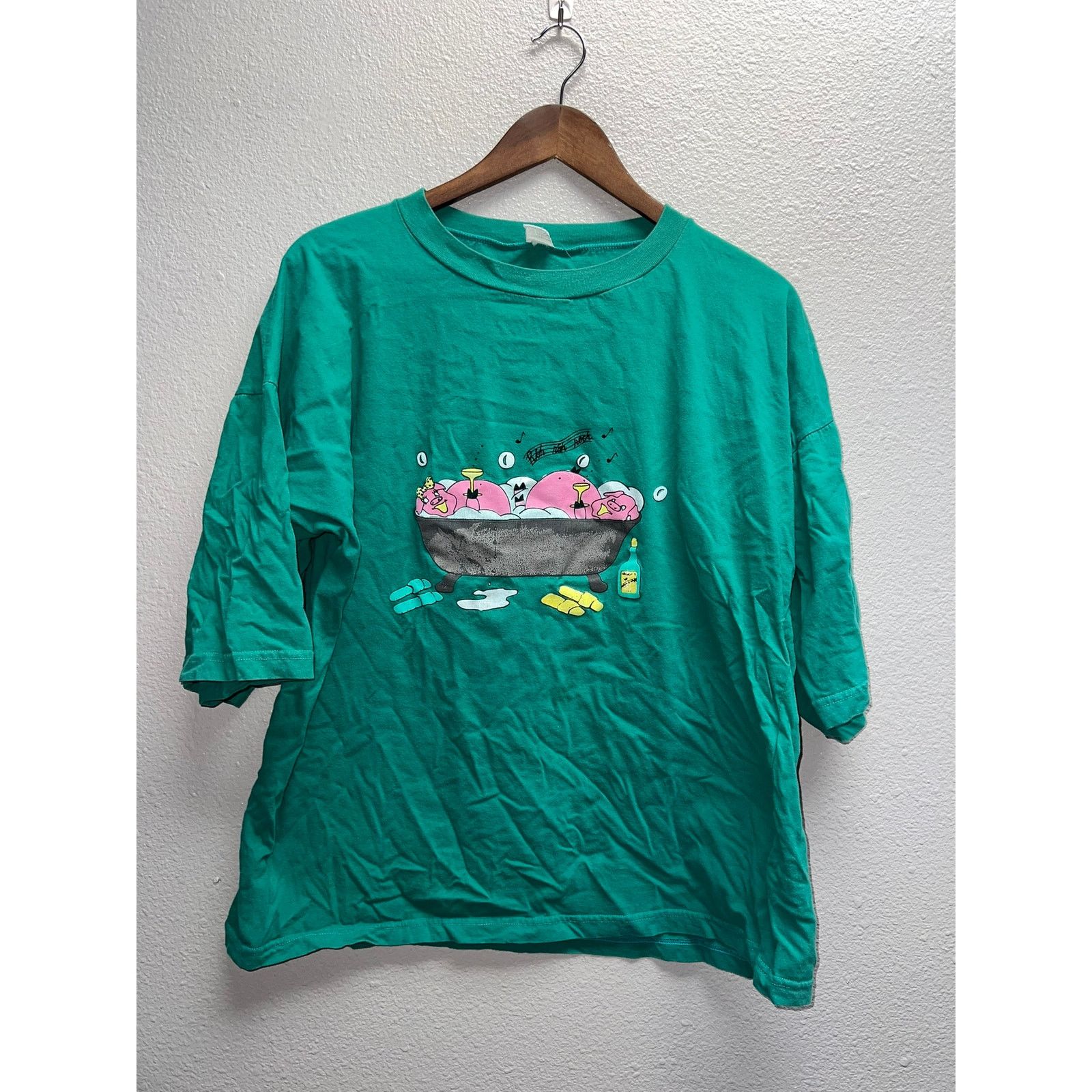 Vintage Womens Vintage Pig Shirt Cartoon Rock Pigs Animal Tee 90s XL Size XL / US 12-14 / IT 48-50 - 1 Thumbnail