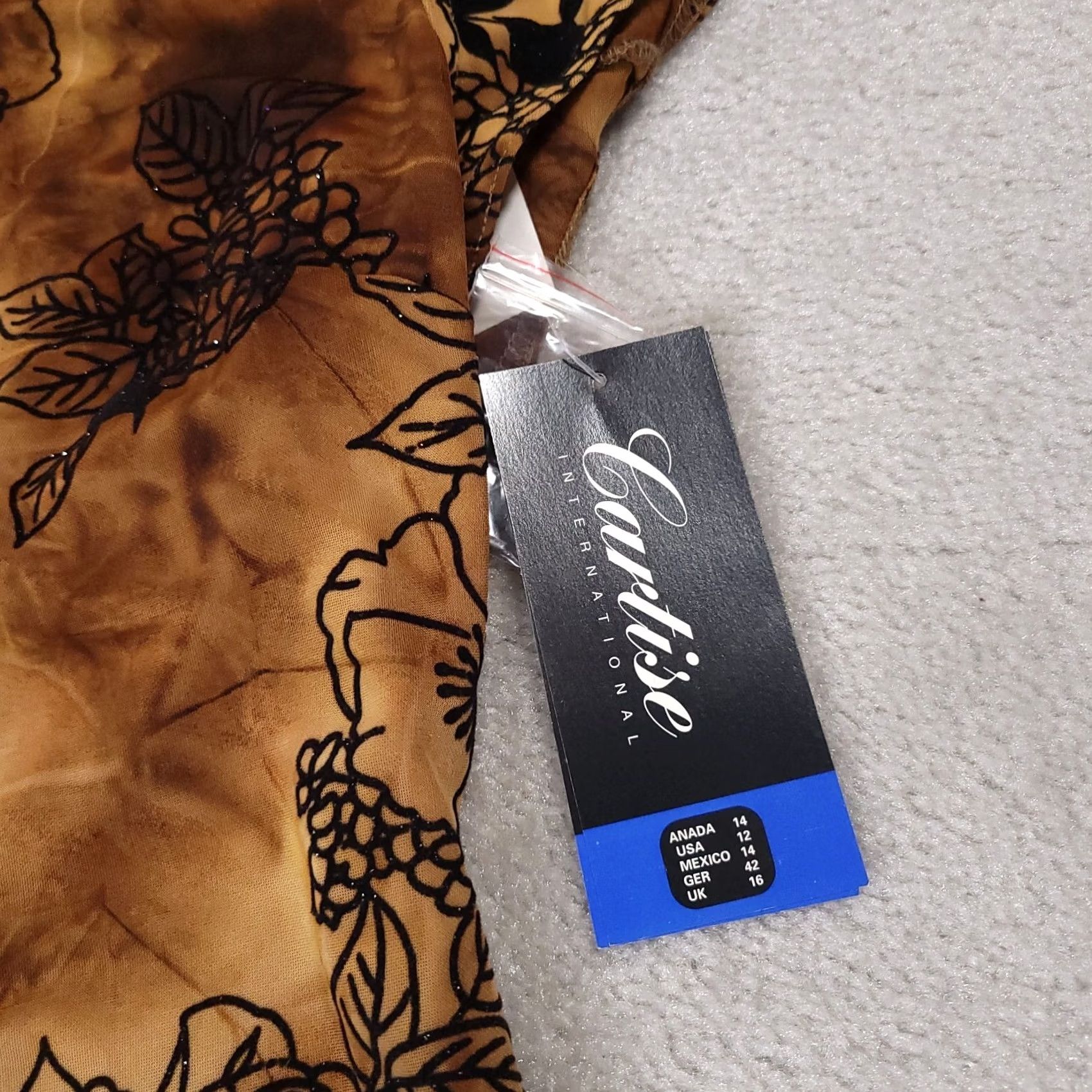 Vintage VINTAGE CARTISE INTERNATIONAL Crop Top Shirt Womens Brown Floral Velvet Glitter Boho Casual Short Sleeve 90s Womens Size XL / US 12-14 / IT 48-50 - 6 Thumbnail