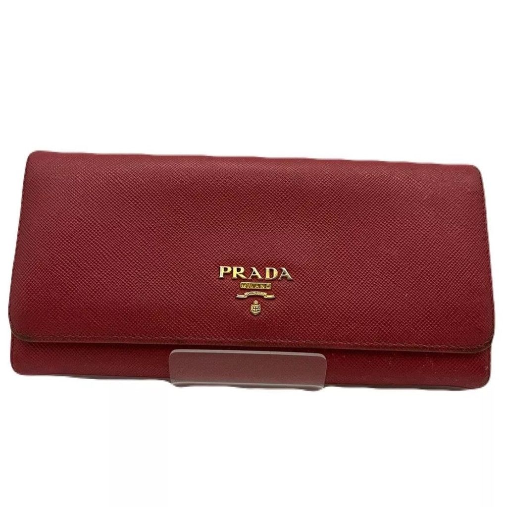 Pink Prada saffiano leather long wallet