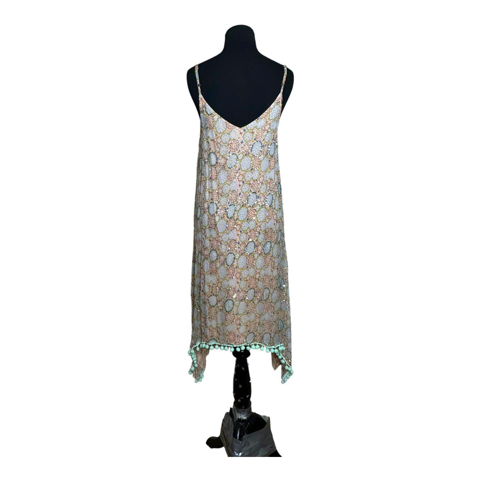 Anthropologie Raga Amalfi Sequin Pom Pom Asymmetrical Dress size XS Size XS / US 0-2 / IT 36-38 - 3 Thumbnail