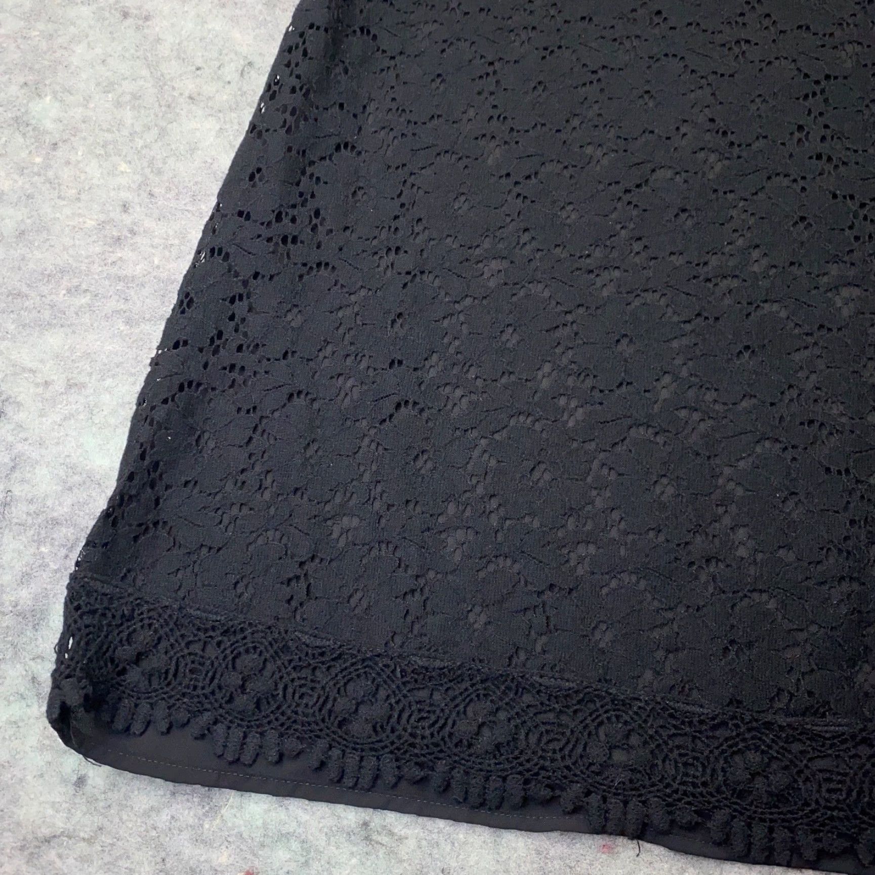 Vintage Dulcie Womens Shirt Top Large Black Blouse Lace Front Short Sleeve Scoop Neck Button Closure Lined Cotton Nylon Size L / US 10 / IT 46 - 4 Thumbnail