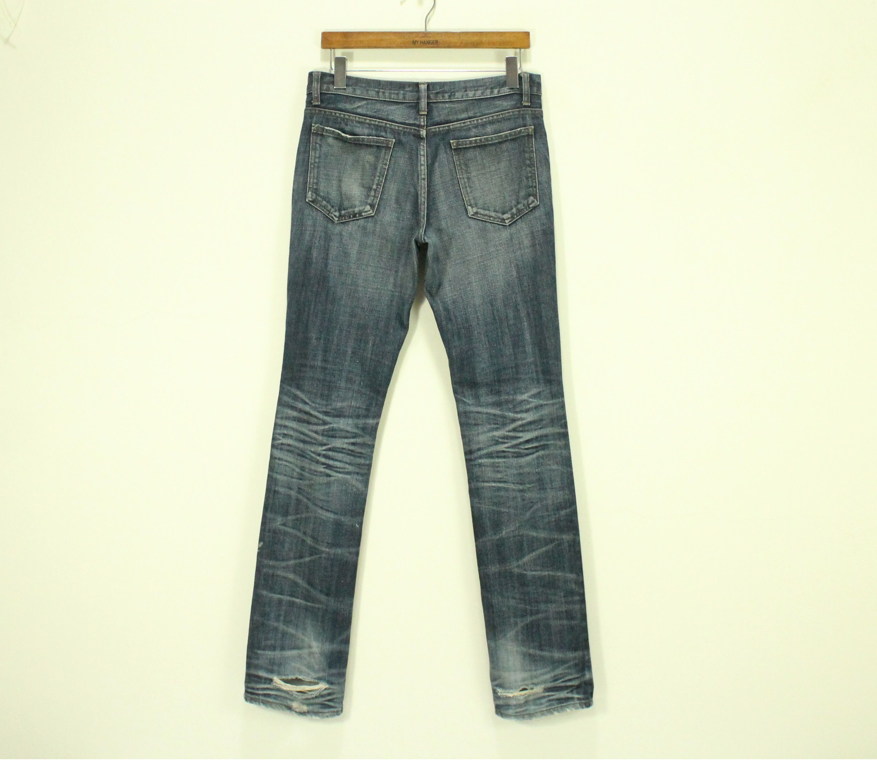 Japanese Brand LOUNGE LIZARD Denim Jeans Distressed Faded Thrashed Grunge Size US 31 - 9 Thumbnail