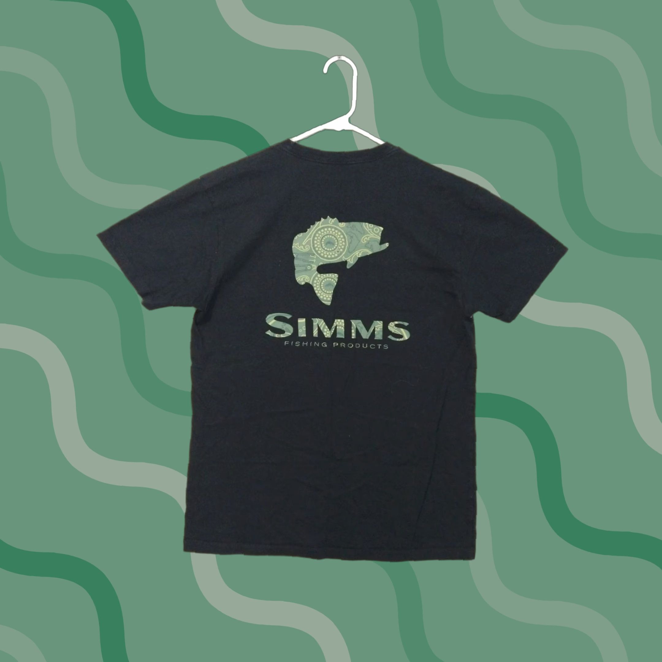 Vintage Simms Fishing Shirt Mens Medium Black Graphic Print Short Sleeve Outdoors Size US M / EU 48-50 / 2 - 1 Thumbnail