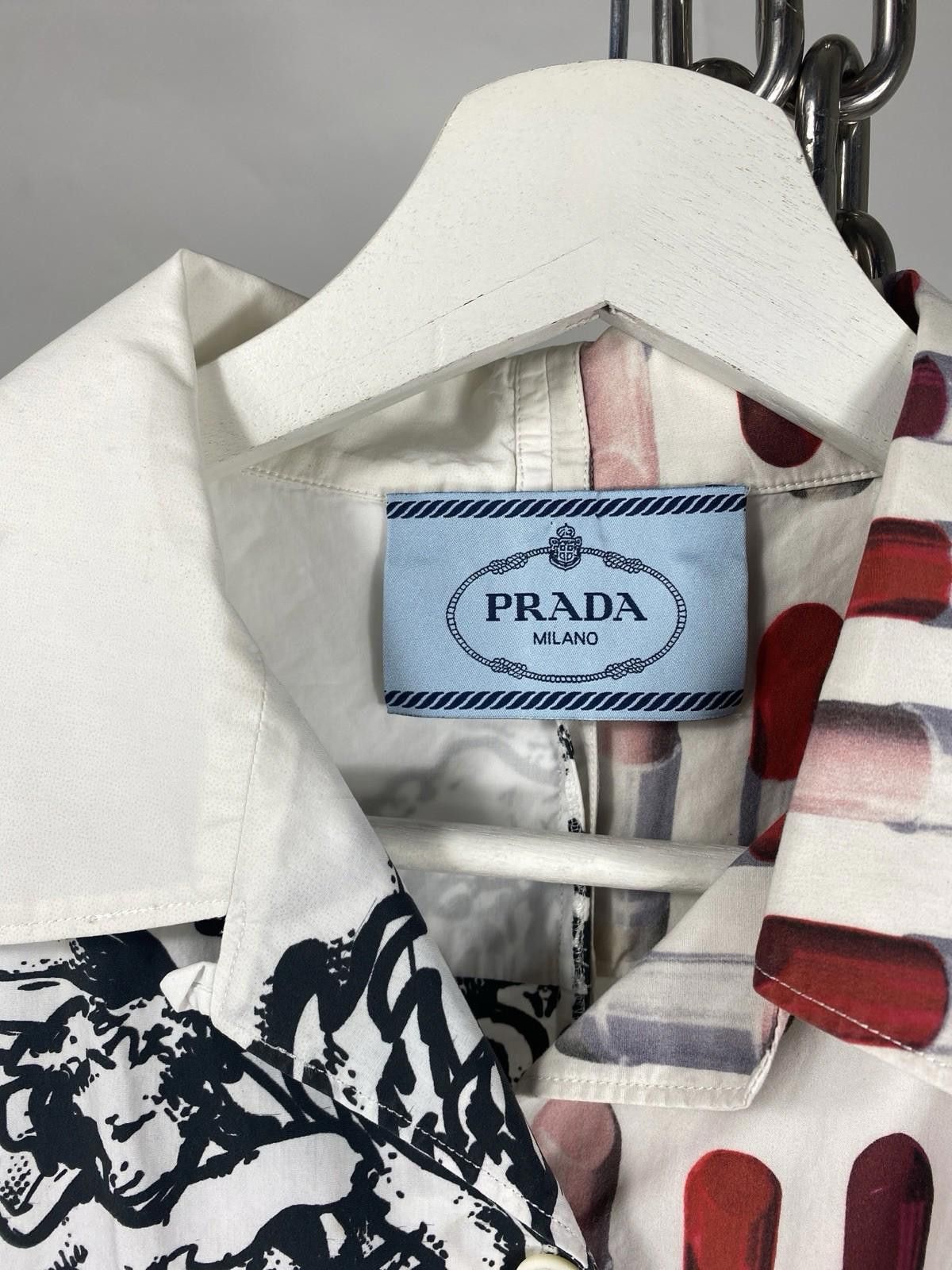 Prada Prada Double Logo Lipstick Button Short Sleeve Shirt FW18 Size 36R - 5 Thumbnail