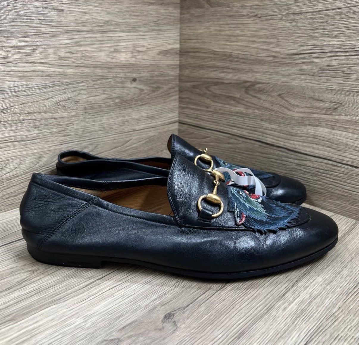 Gucci Gucci Brixton Wolf Head Embroidered Loafers J41 Size US 9.5 / EU 42-43 - 3 Thumbnail