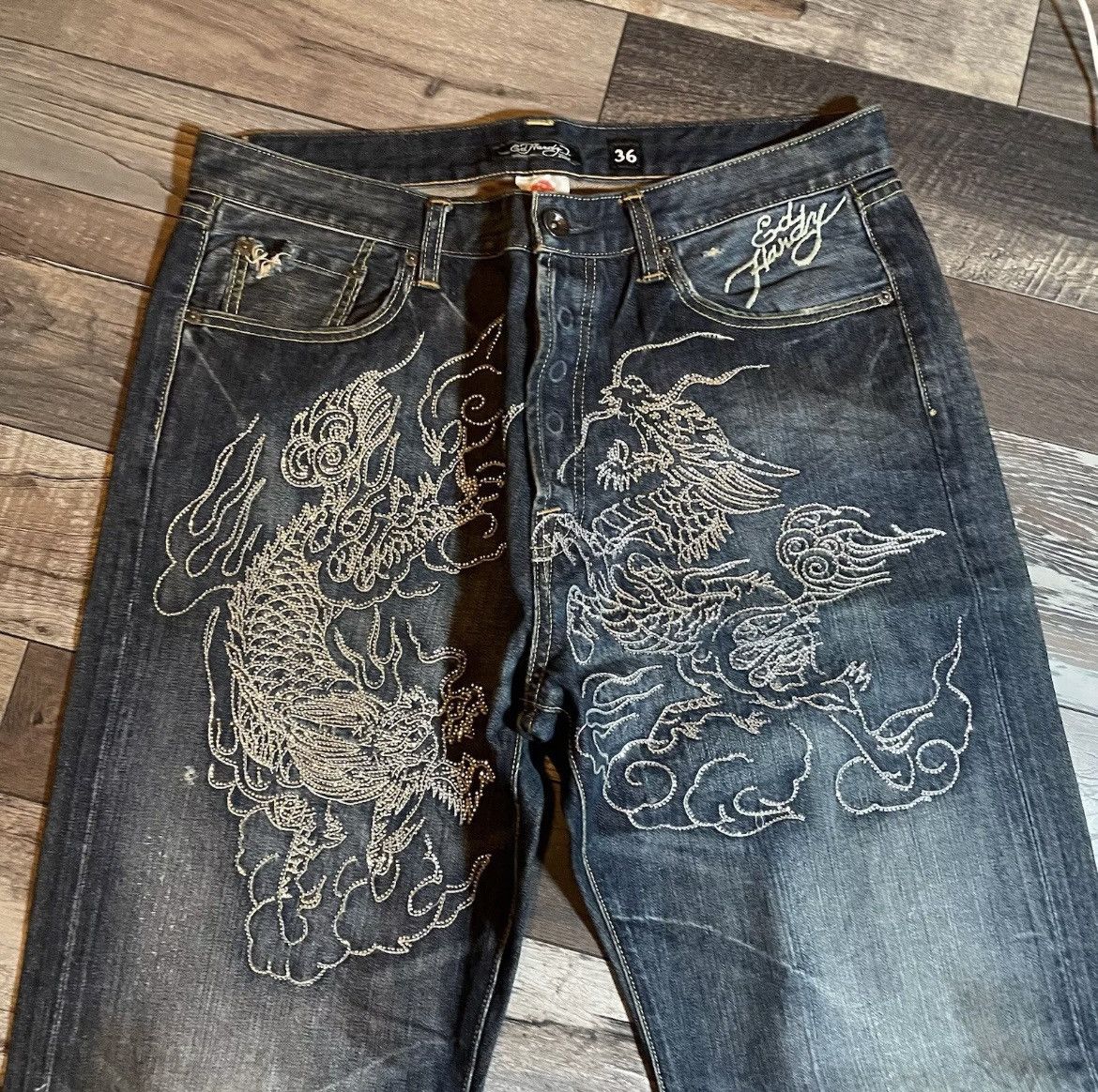 Ed Hardy Ed Hardy Rhinestone Dragon denim Size US 36 / EU 52 - 2 Thumbnail