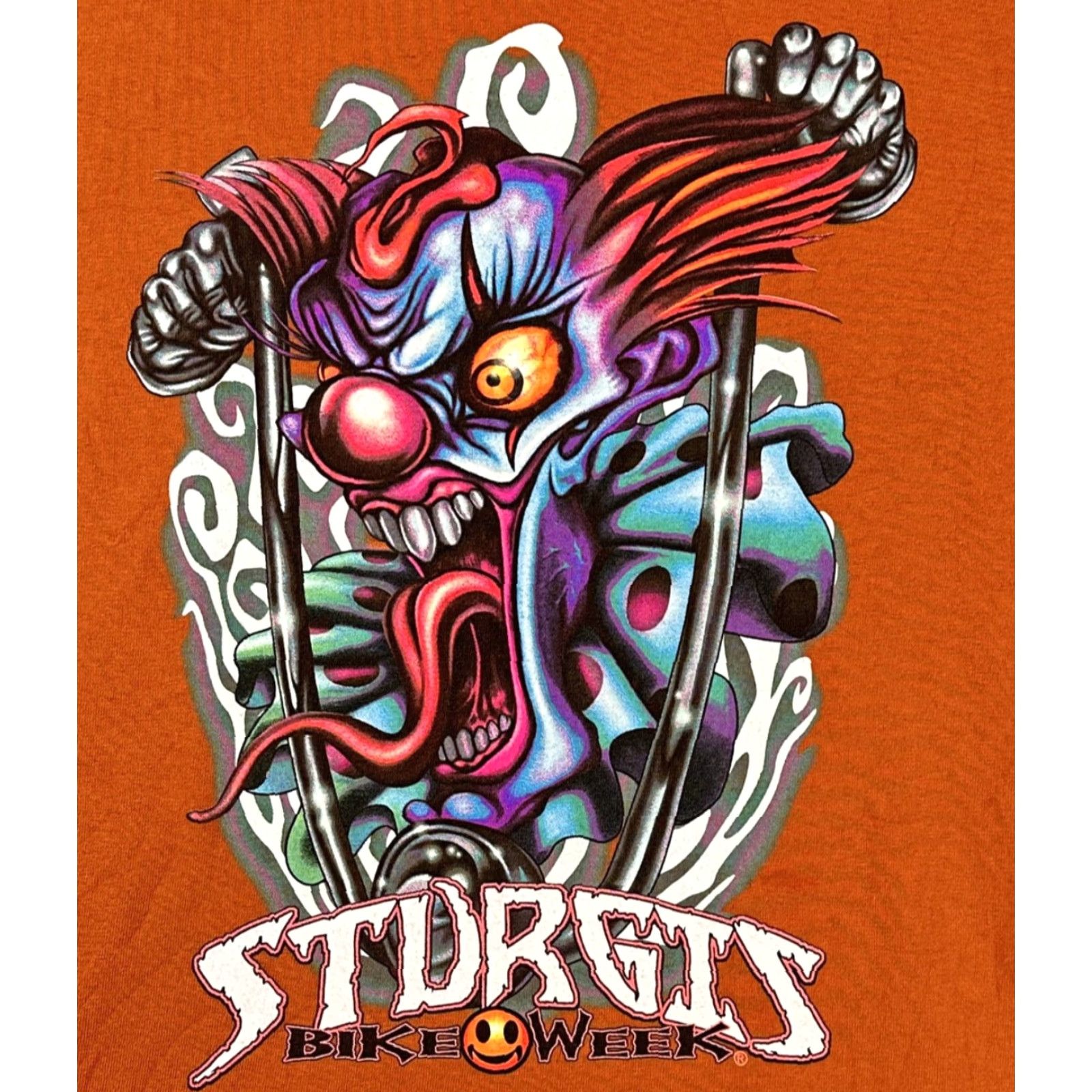Gildan Sturgis Bike Week Shirt Mens Large Orange Clown Graphic Biker Event Tee Size US L / EU 52-54 / 3 - 3 Thumbnail