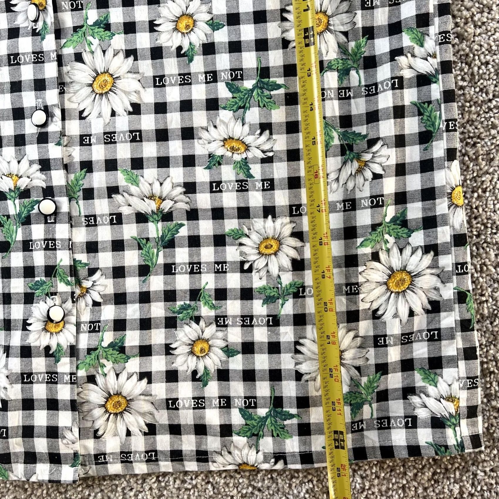 Blair VINTAGE Blair Button Up Shirt Womens Large Black Gingham Daisy Short Sleeve Size L / US 10 / IT 46 - 6 Thumbnail