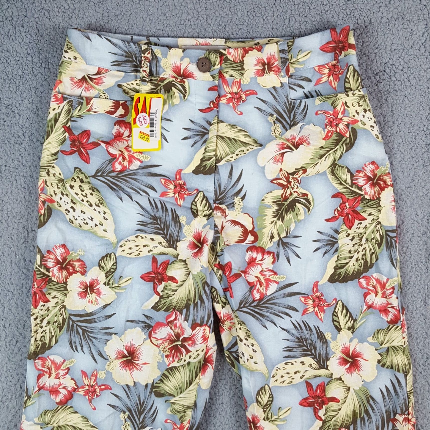Vintage VINTAGE Tehama Blue Capri Pants Size 6 Relaxed Tapered Floral Y2K Bohemian Womens Size 28" / US 6 / IT 42 - 2 Thumbnail