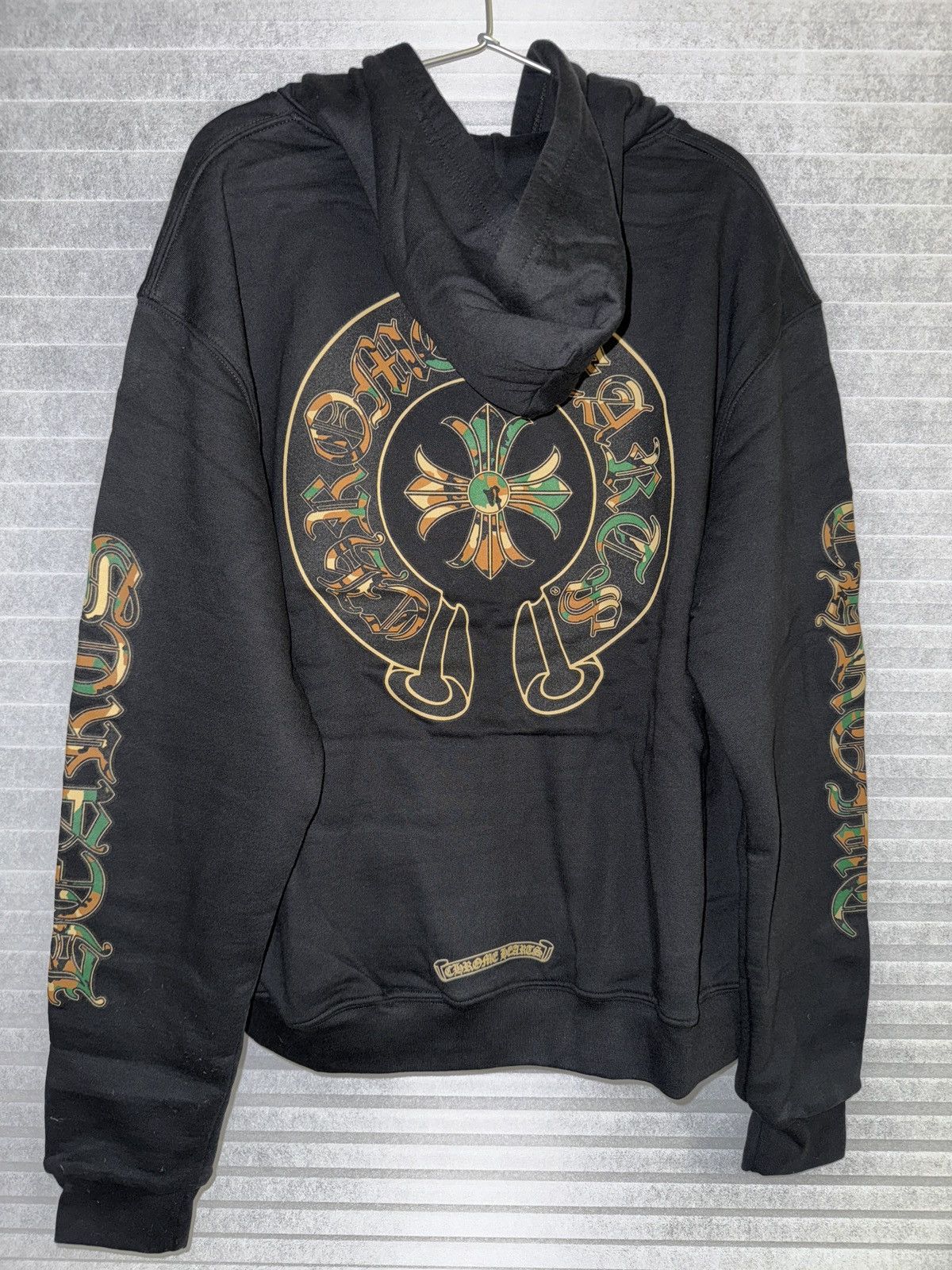 image of Chrome Hearts Camo Horseshoe Zip Up Thermal in Black, Men's (Size Small)