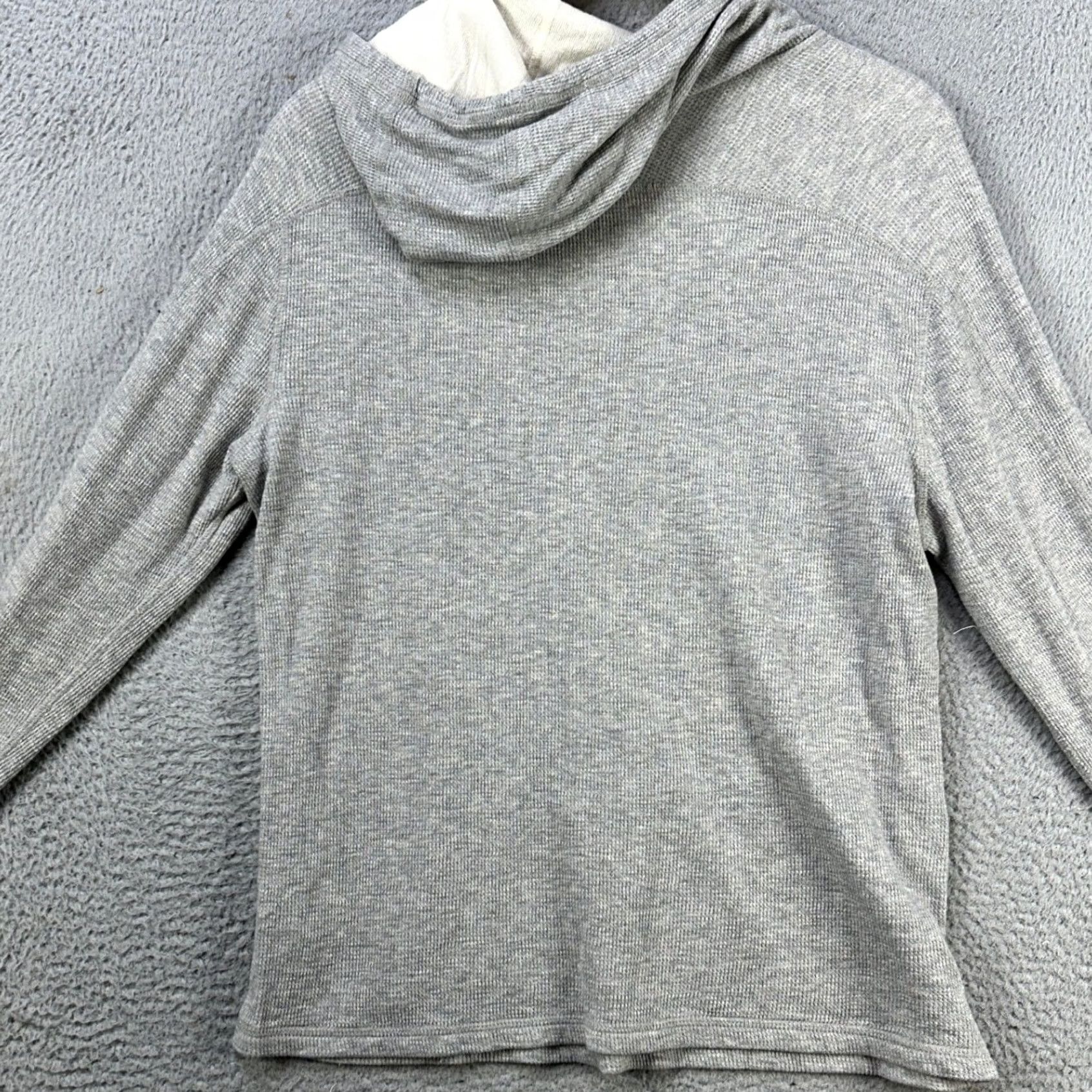 Polo Ralph Lauren VINTAGE Polo Ralph Lauren Hoodie Shirt Mens Large Gray Thermal Pullover 100% Pima Cotton Knit Logo Solid Round Neck Long Sleeve Drawstring Size US L / EU 52-54 / 3 - 3 Thumbnail