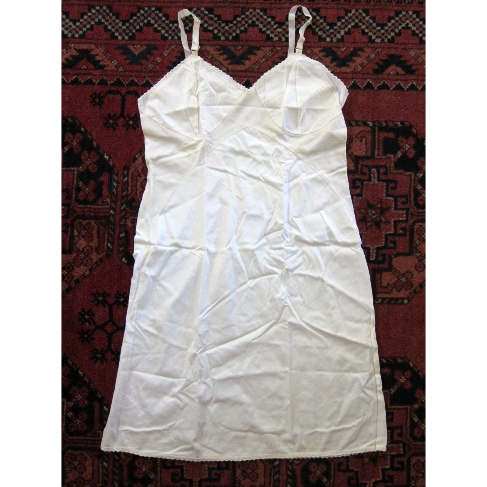 Vintage Vintage Glori Form Ivory Lace Spaghetti Strap Long Slip Nightgown Dress Large Size L / US 10 / IT 46 - 2 Thumbnail