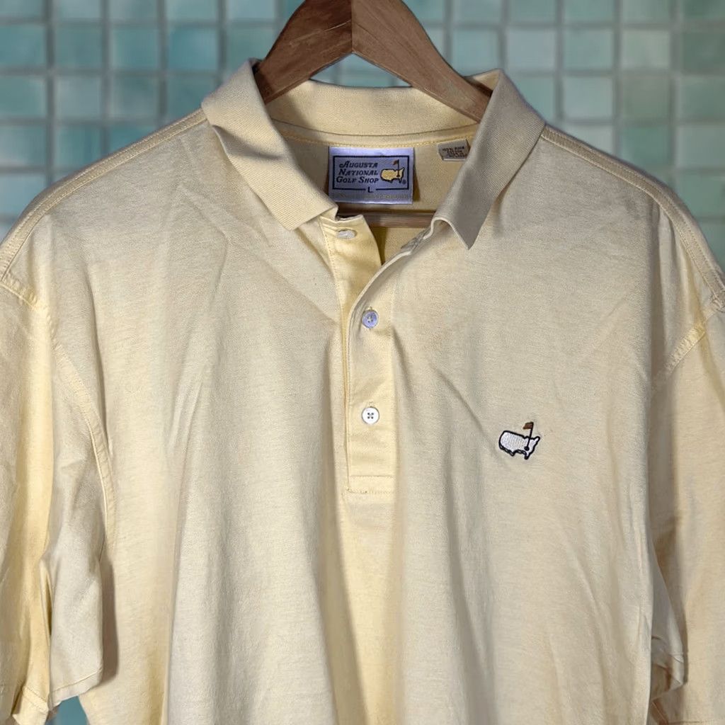 Vintage Augusta Shirt Mens L Yellow National Golf Shop Men Polo Green Two Ply Mercerized Size US L / EU 52-54 / 3 - 1 Thumbnail