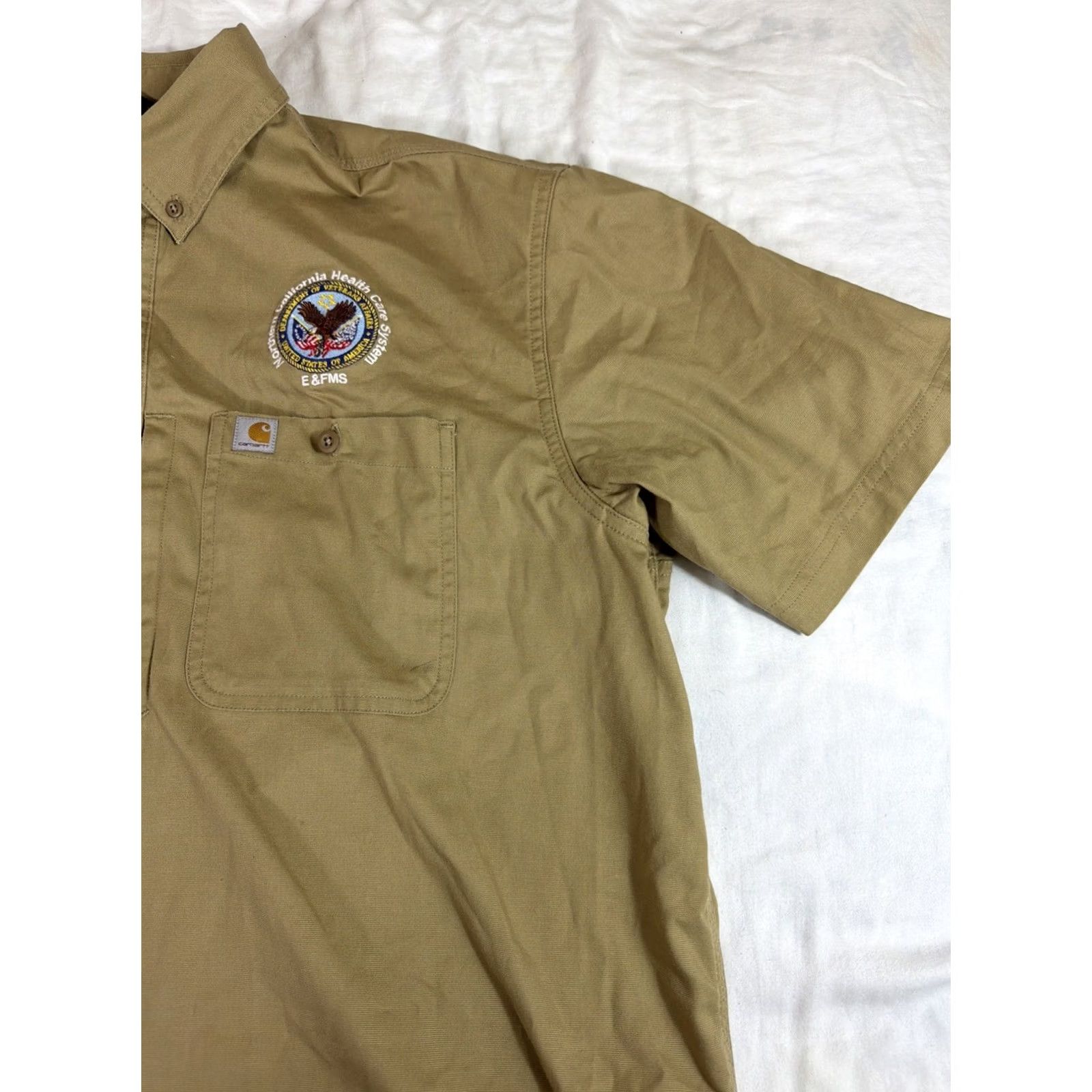 Carhartt Carhartt Shirt Mens XXL Beige Button-Up Embroidered 106688 Size US XXL / EU 58 / 5 - 4 Thumbnail