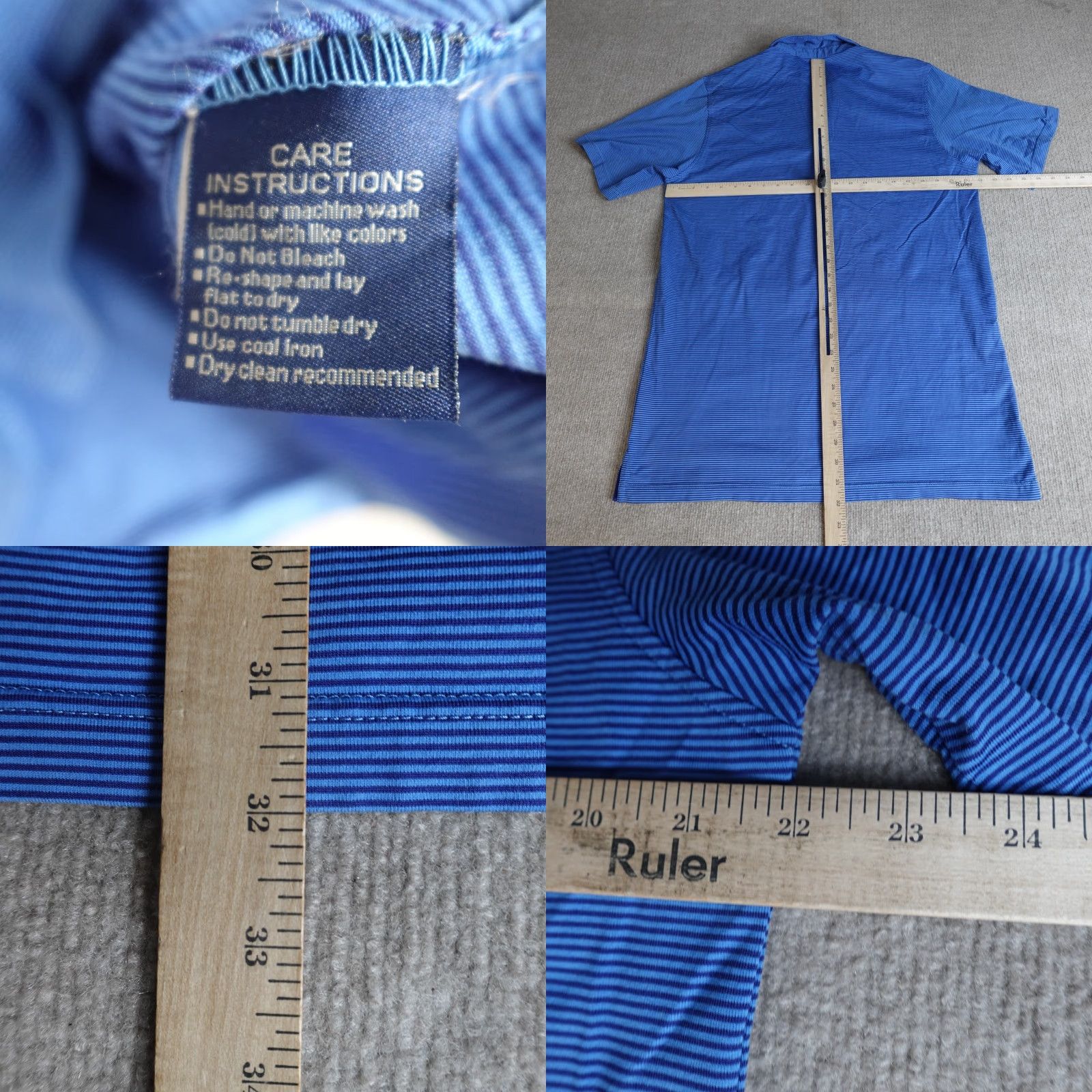 Vintage Masters Polo Shirt Mens Large Blue Striped Clubhouse Performance Made in Italy Size US L / EU 52-54 / 3 - 8 Thumbnail