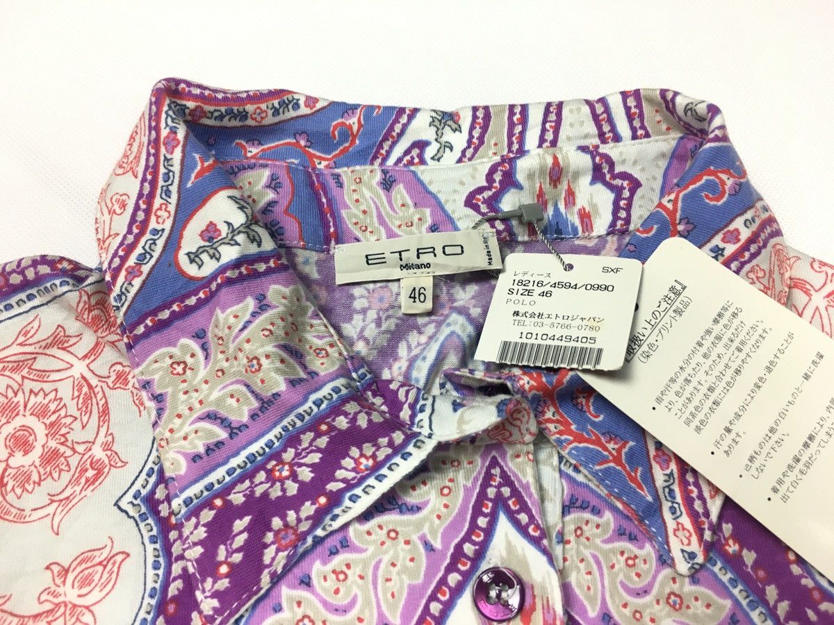 Etro Vintage 90s Etro Milano Paisley Floral Unisex Polo Tee Size US S / EU 44-46 / 1 - 4 Thumbnail