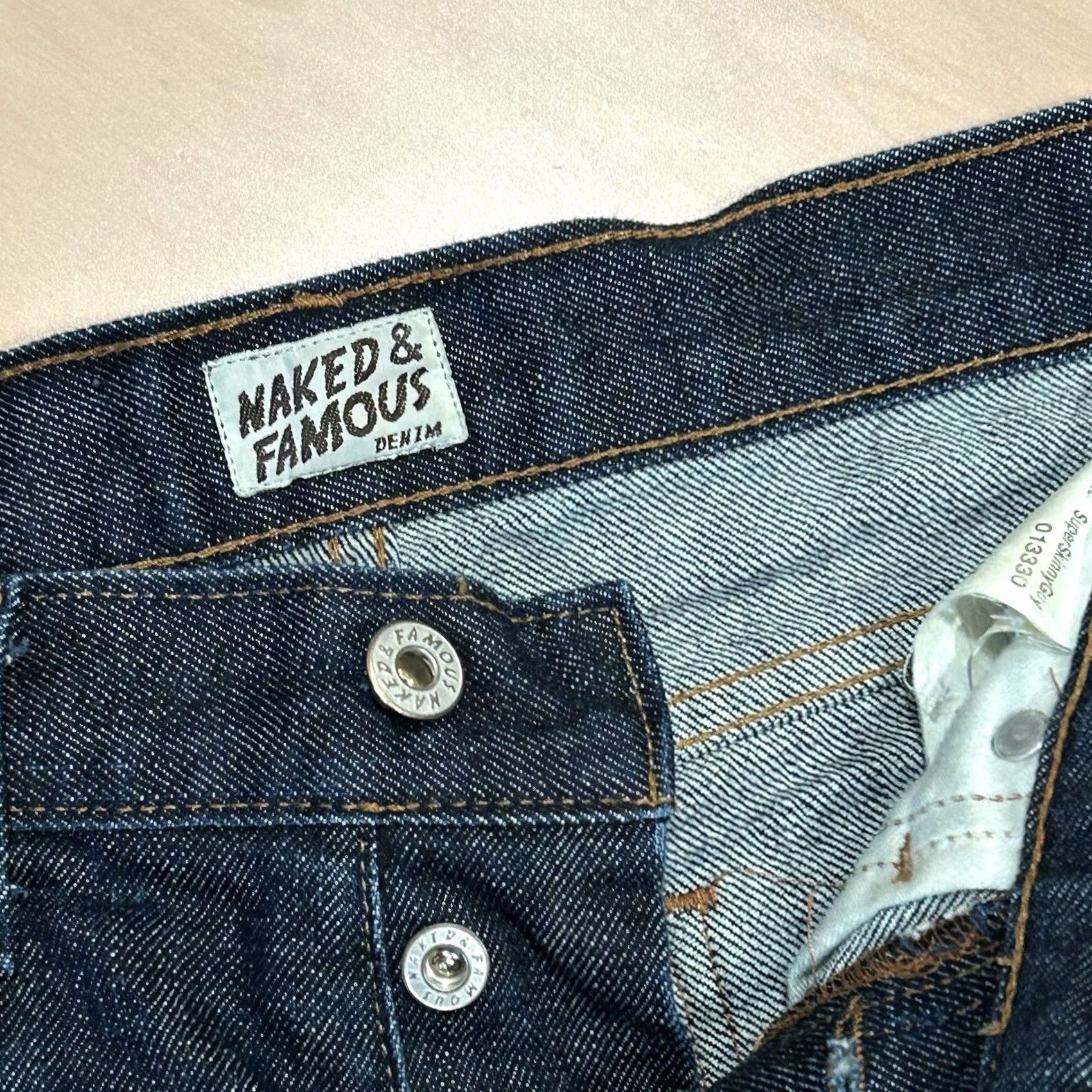 Vintage Naked & Famous Denim Super Skinny Guy Selvedge Blue Jeans Men’s 29x33 Size US 29 - 7 Thumbnail