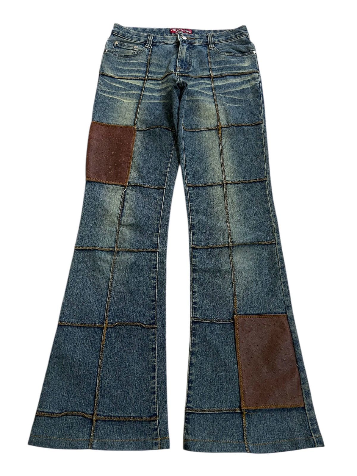 Japanese Brand × Vintage Vintage Japanese WORLD BAZAAR Patchwork Design Flare Jeans Size US 30 / EU 46 - 1 Thumbnail