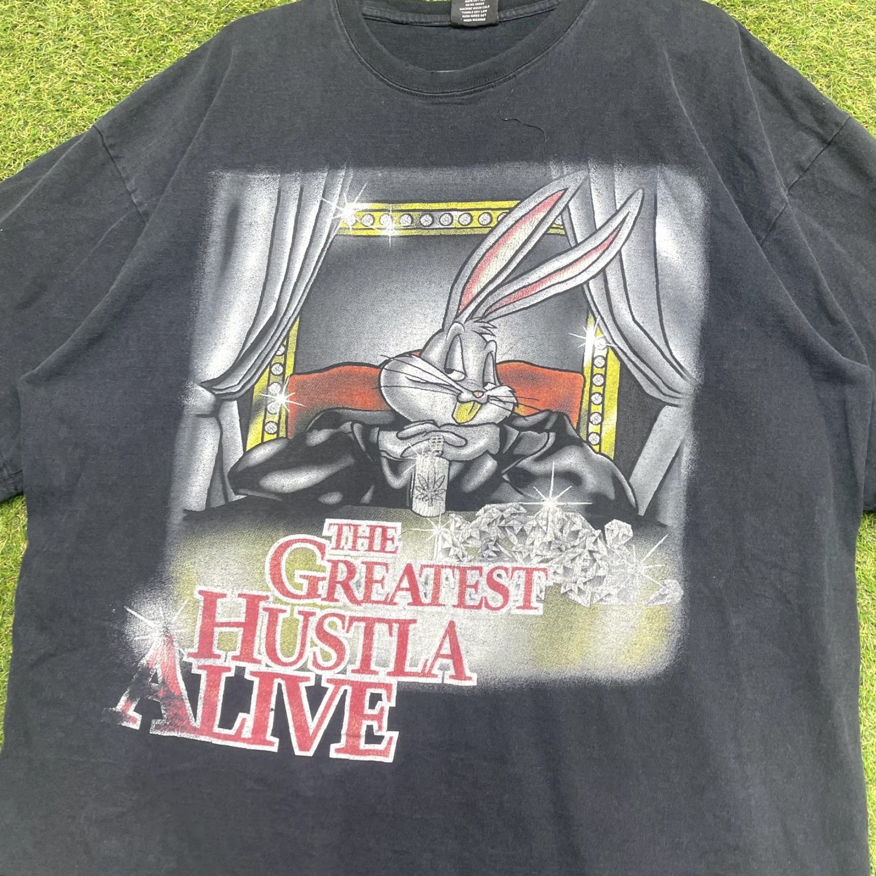 Vintage Metal J Shirt Mens 3XL Black Bugs Bunny Greatest Hustla Alive Hip Hop Tee Size US XXL / EU 58 / 5 - 2 Thumbnail