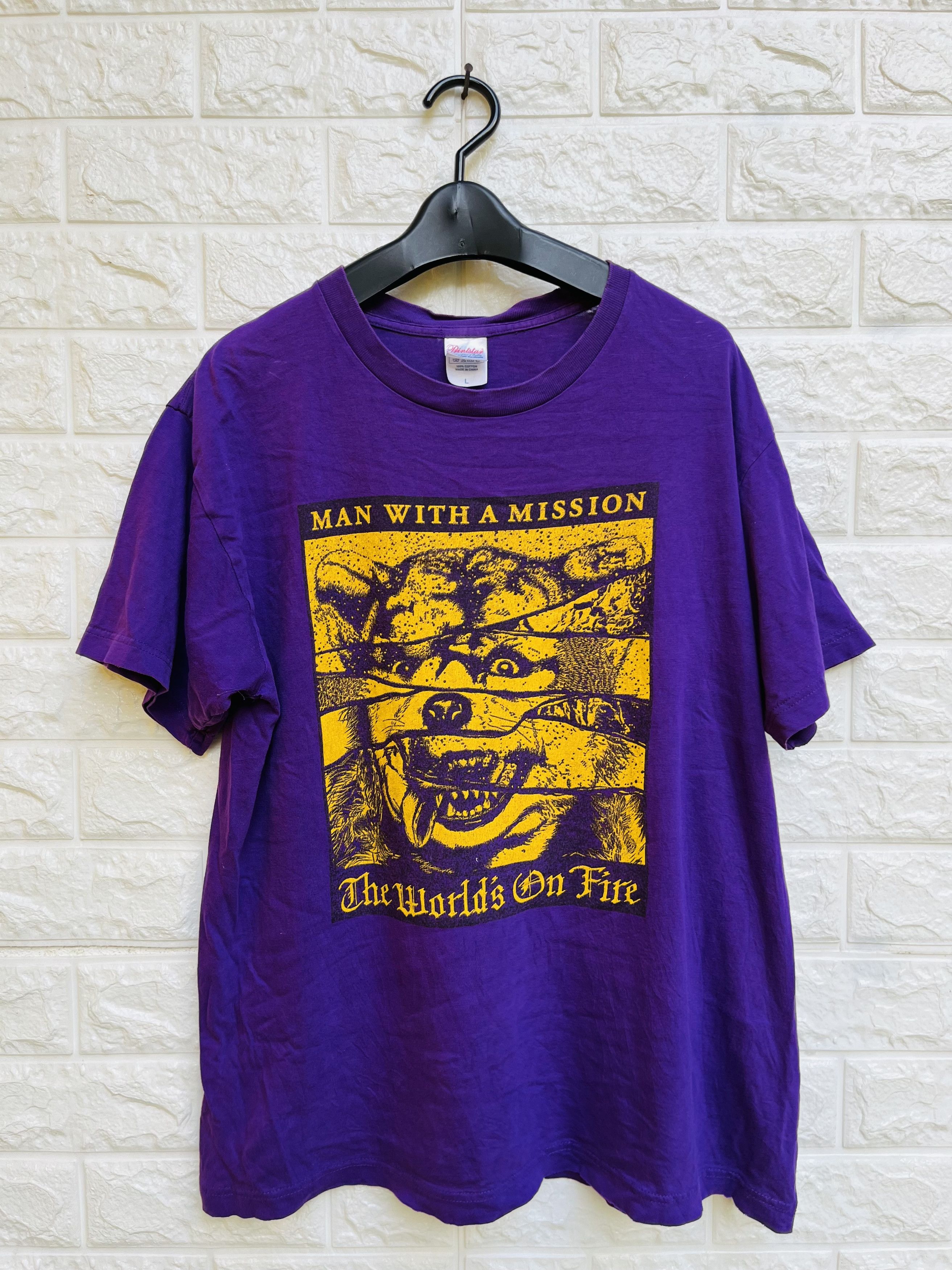 image of Band Tees x Vintage Man With A Mission Japanese Designer Fashion Style in Purple (Size Medium)