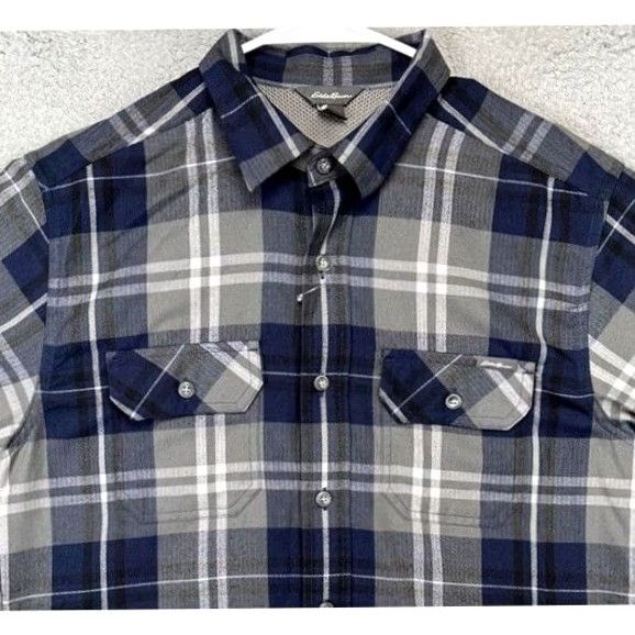 Eddie Bauer Eddie Bauer Button-Up Shirt Mens Medium Blue/Gray Plaid Flap Pockets NEW Size US M / EU 48-50 / 2 - 2 Thumbnail