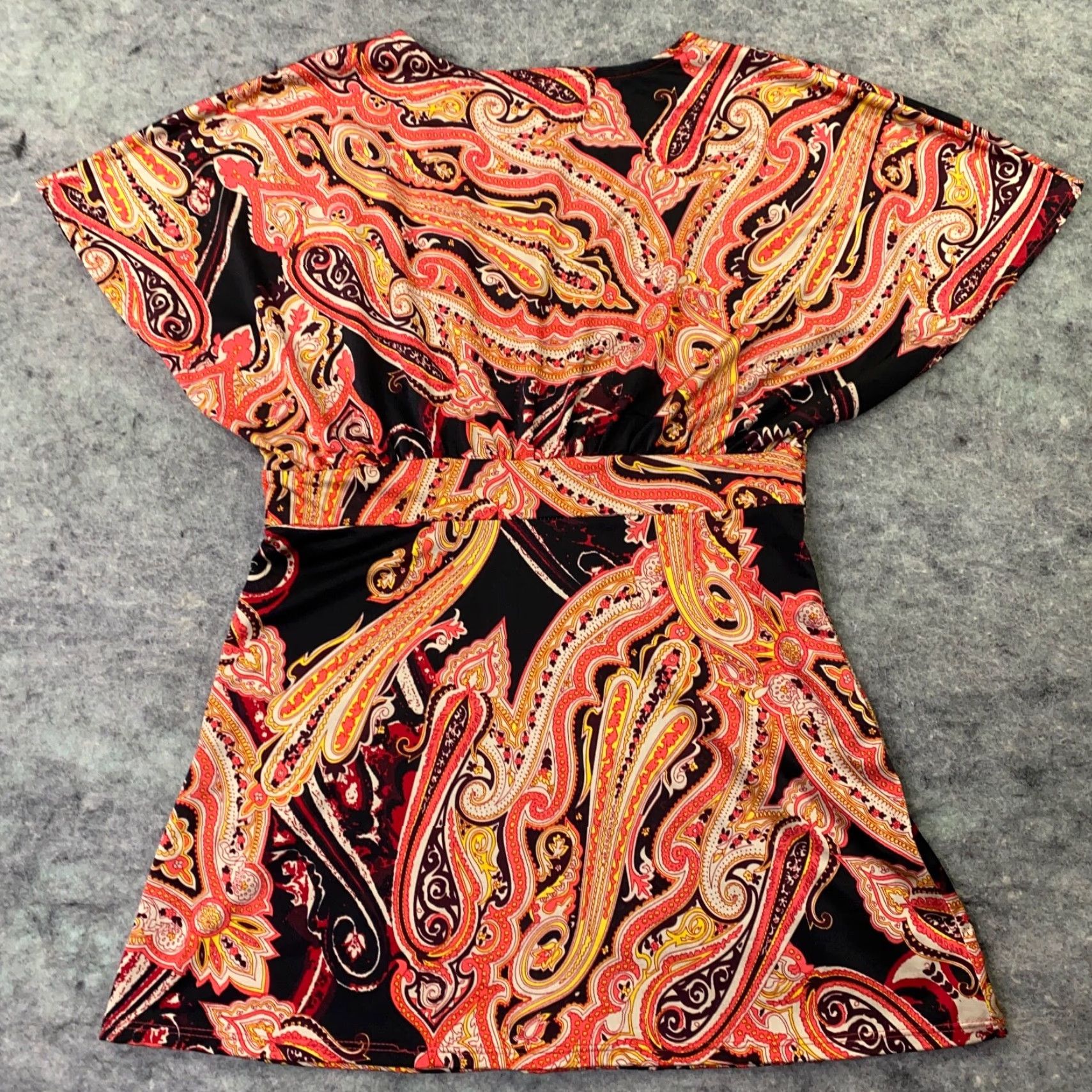 Vintage International Concepts Womens Shirt Top XS Orange V Neck Paisley Flowy Size XS / US 0-2 / IT 36-38 - 6 Thumbnail